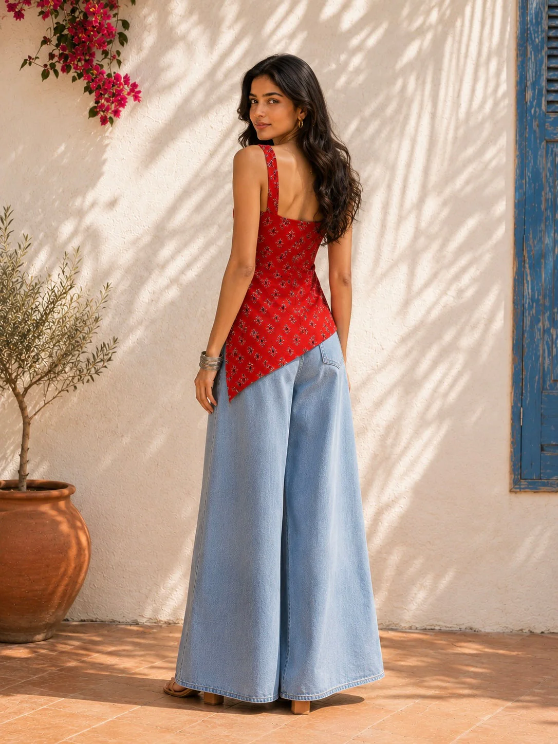 Aahista Scarlet Handblock Kurti - Image 4