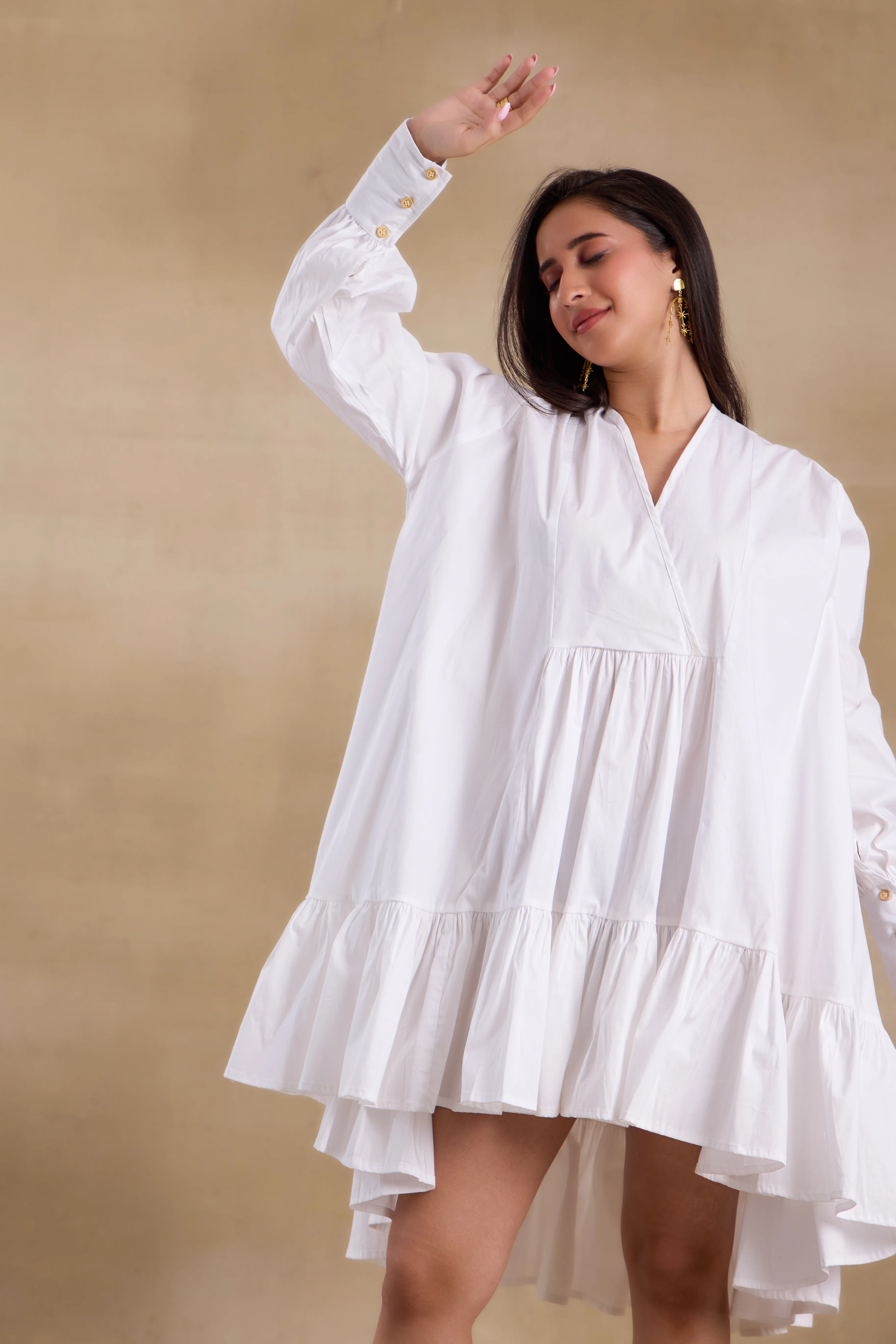 Alaya Essentials White Tiered Ruffle Dress - Image 4