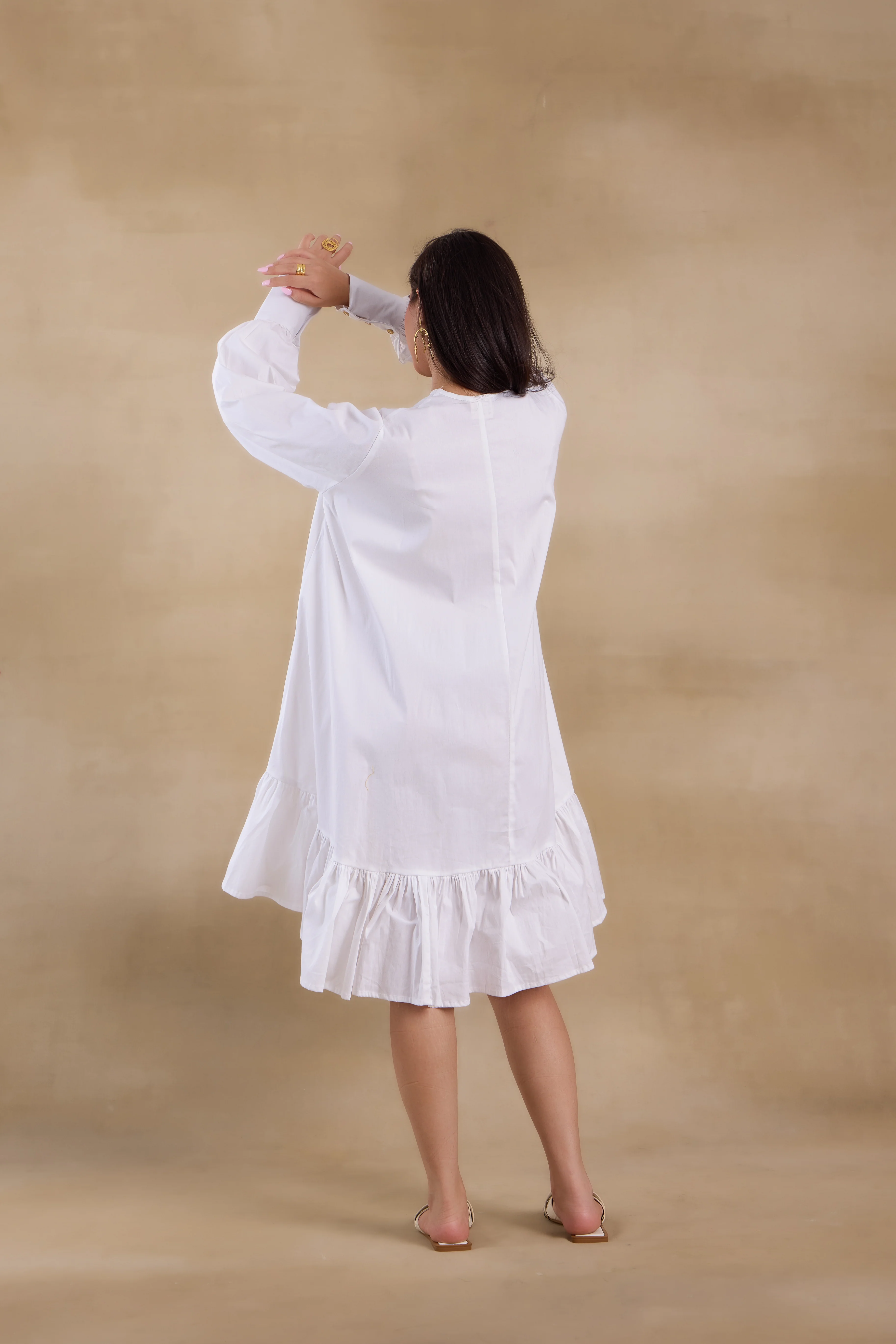Alaya Essentials White Tiered Ruffle Dress - Image 5