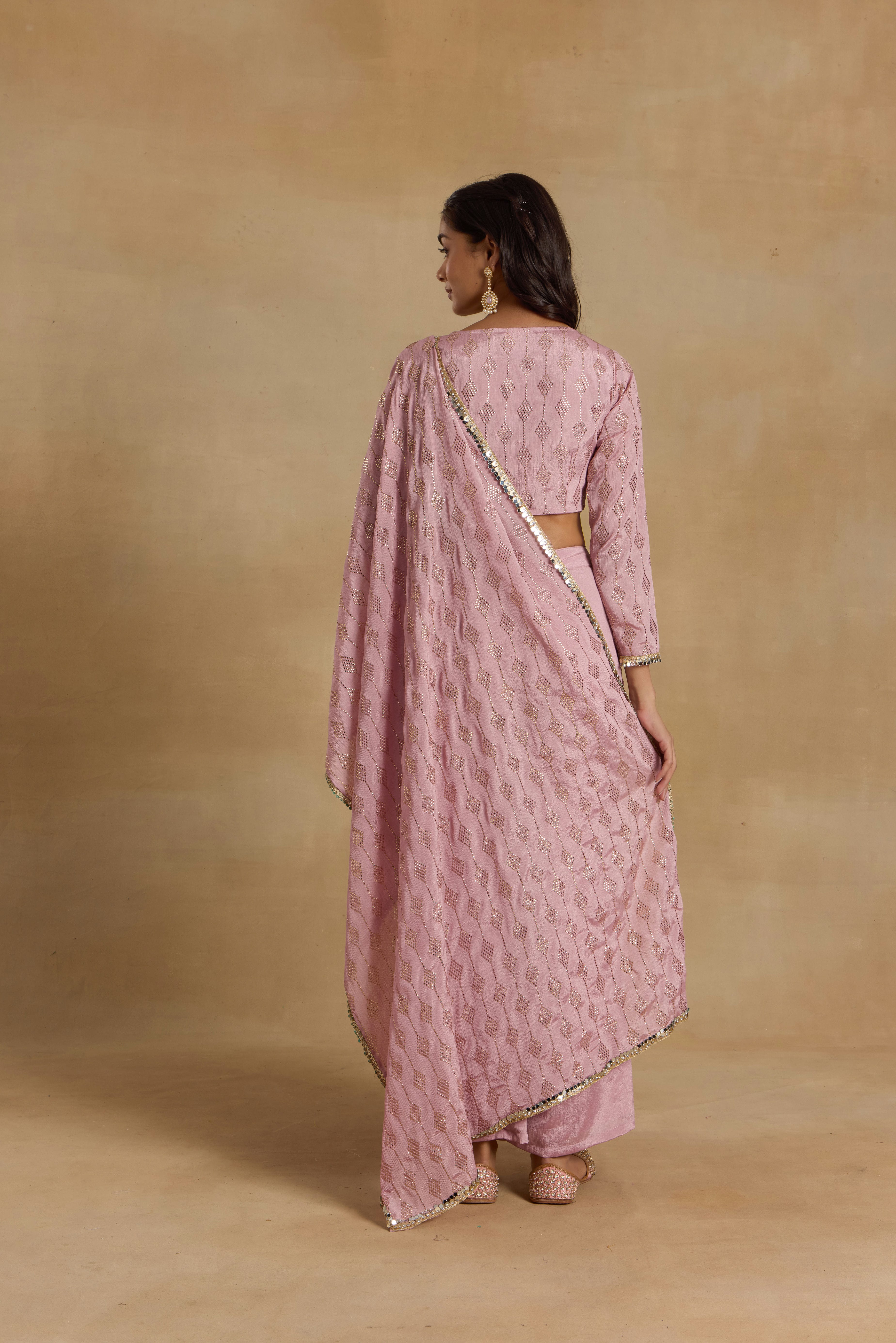 Alaya Heer Lilac Ready To Wear Pant Sari Set - Image 4