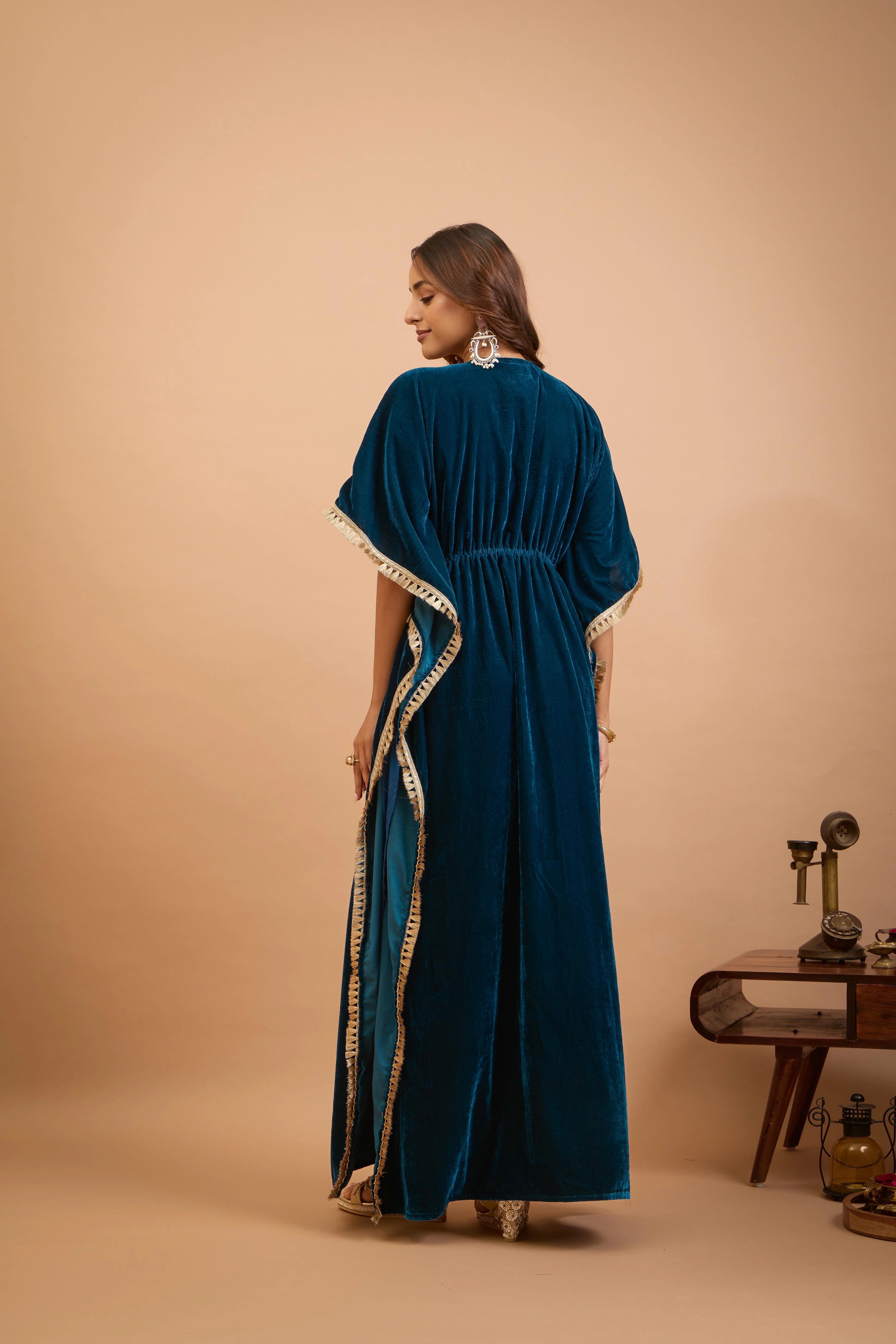 Alaya Jugni Bahamas Blue Velvet Bohemian Kaftan - Image 7