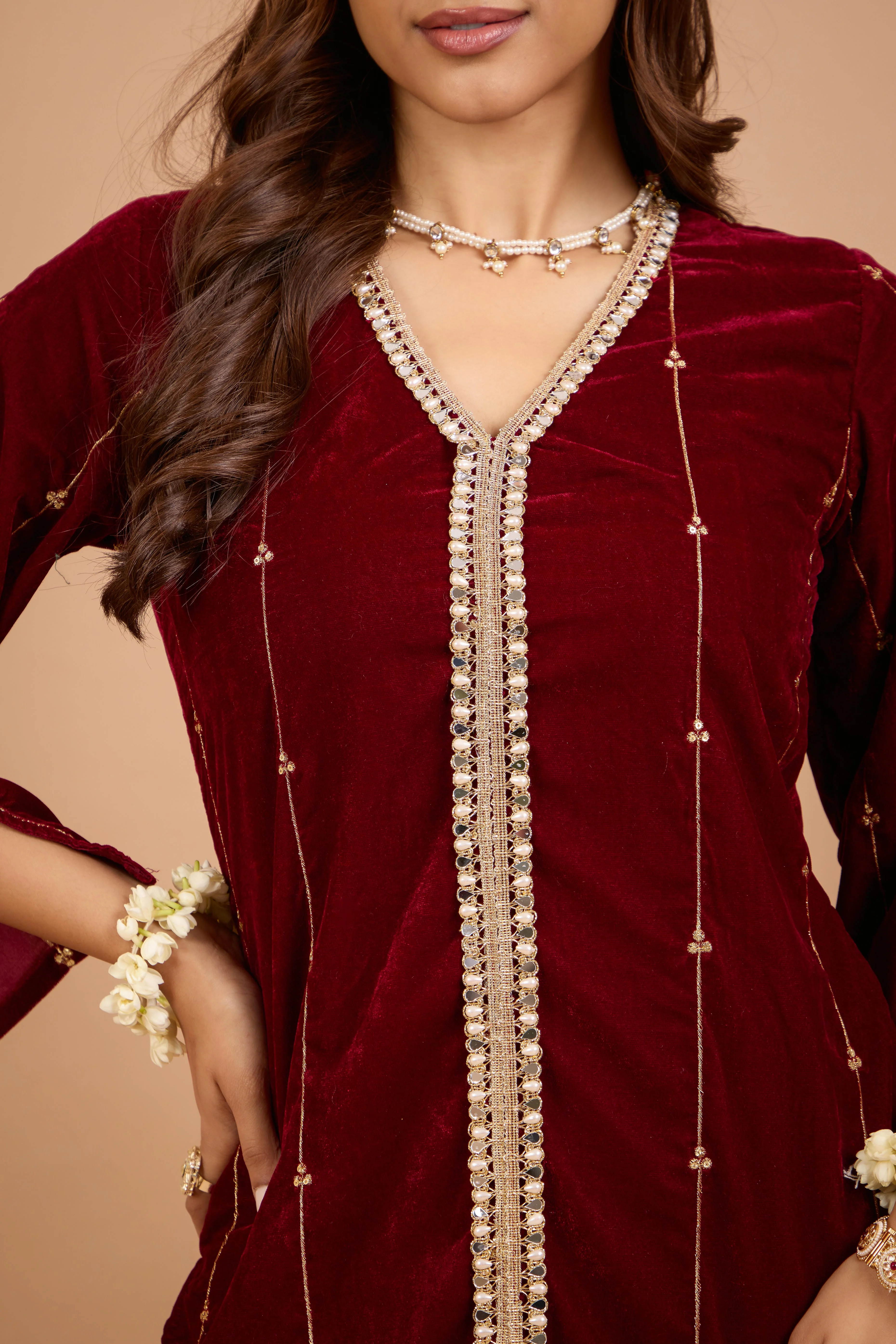Alaya Jugni Plum Red Phiran Kurta - Image 3
