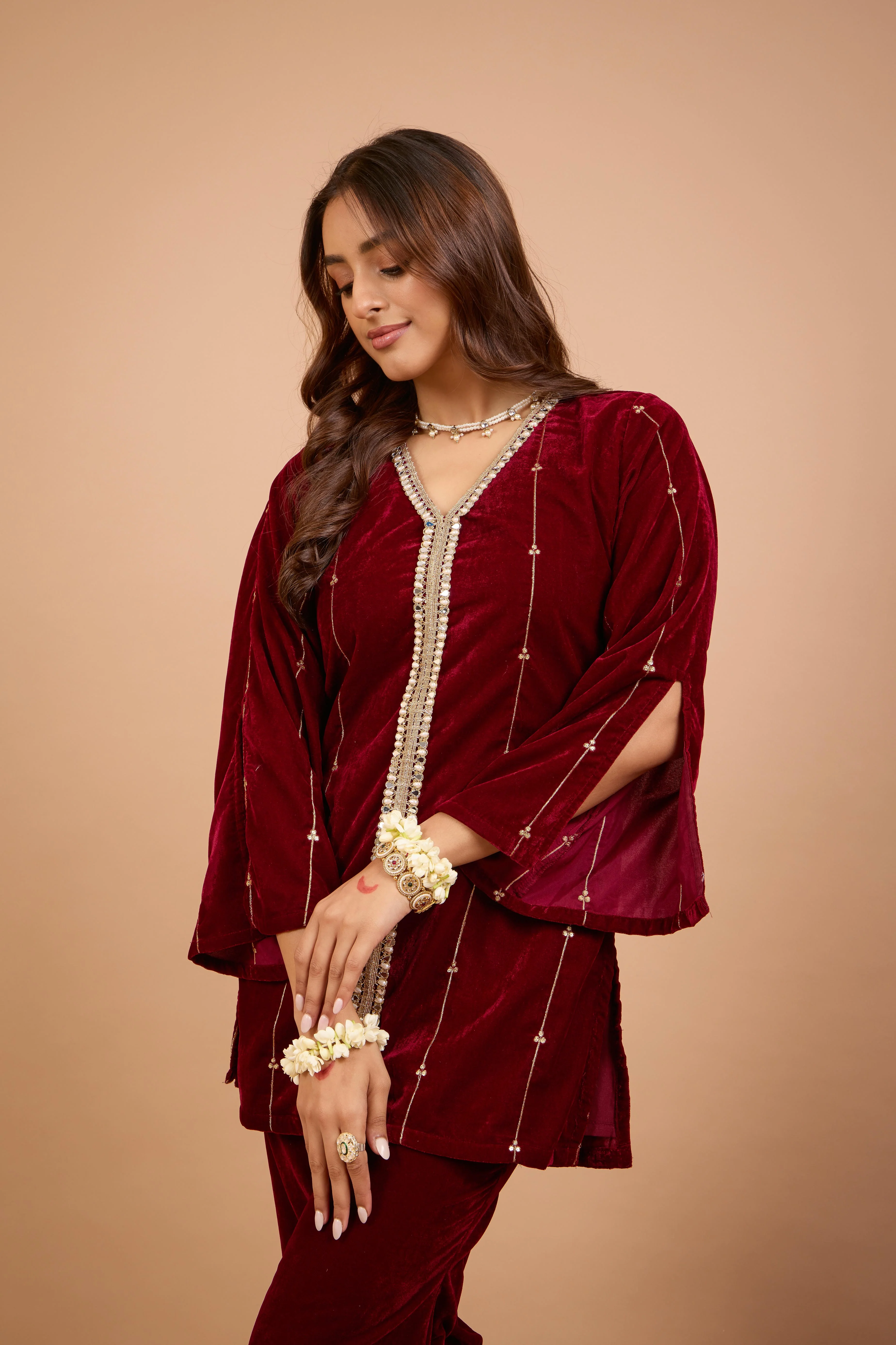 Alaya Jugni Plum Red Phiran Kurta - Image 5