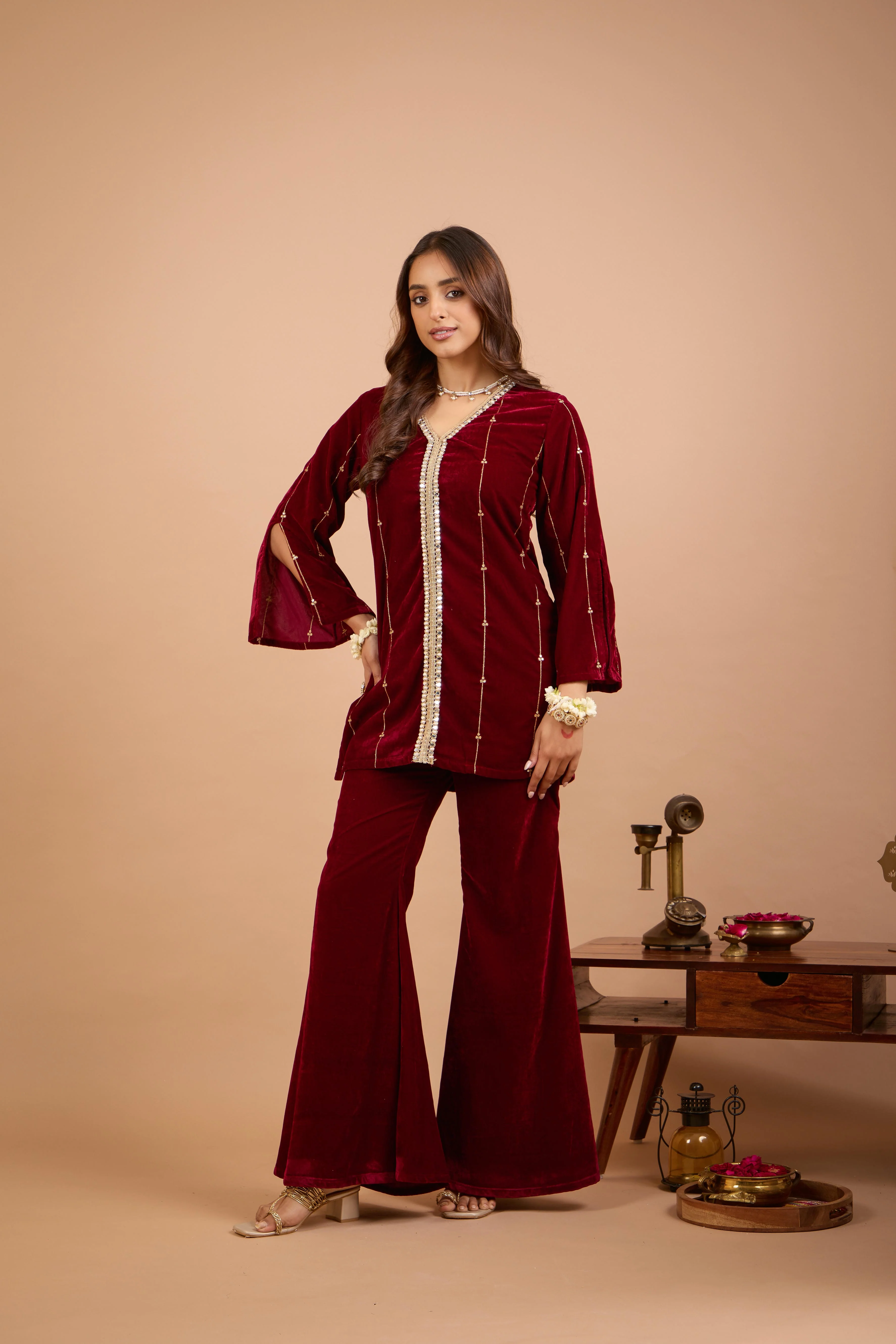 Alaya Jugni Plum Red Phiran Kurta - Image 6