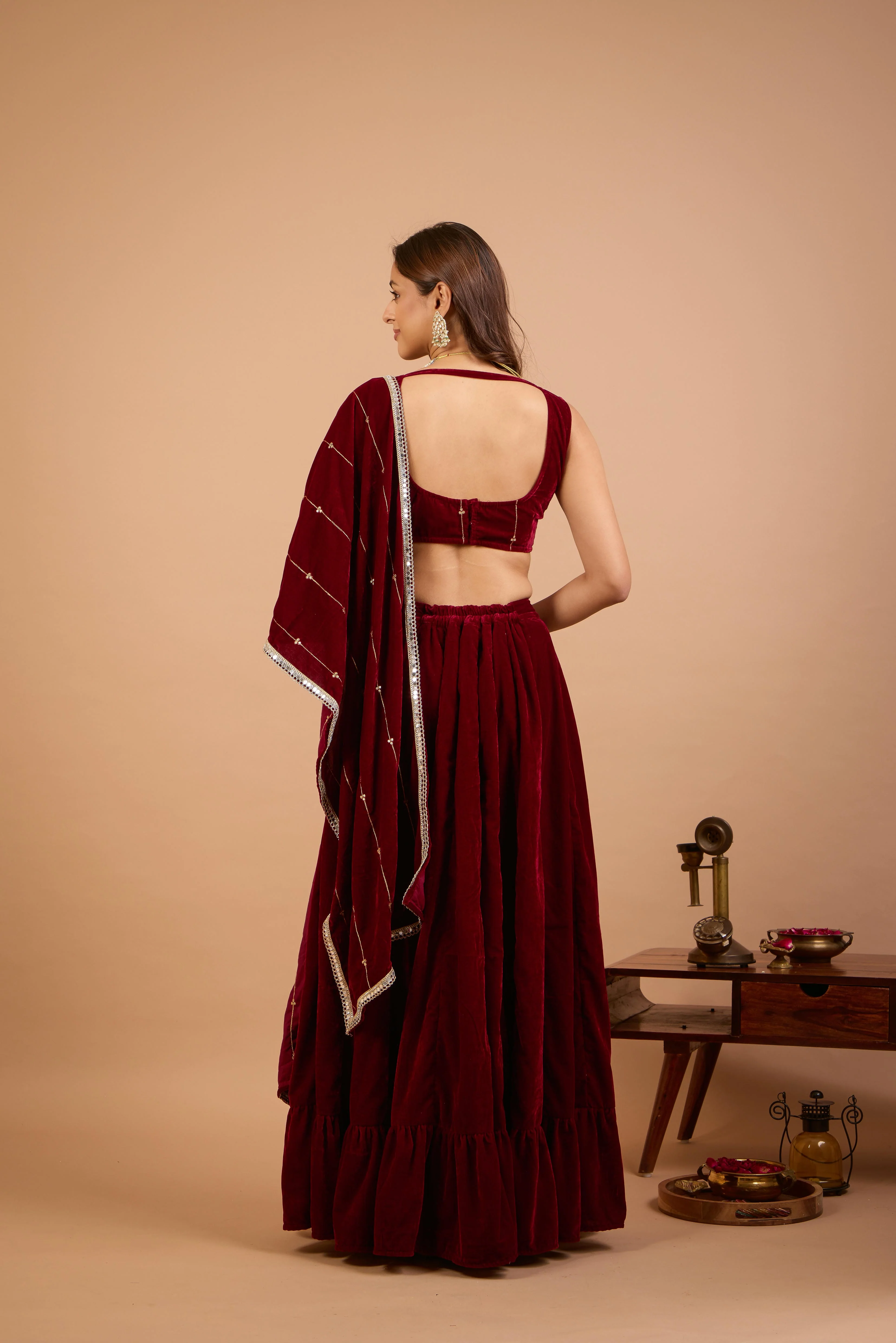 Alaya Jugni Scarlet Plum Red Lehenga Set - Image 7