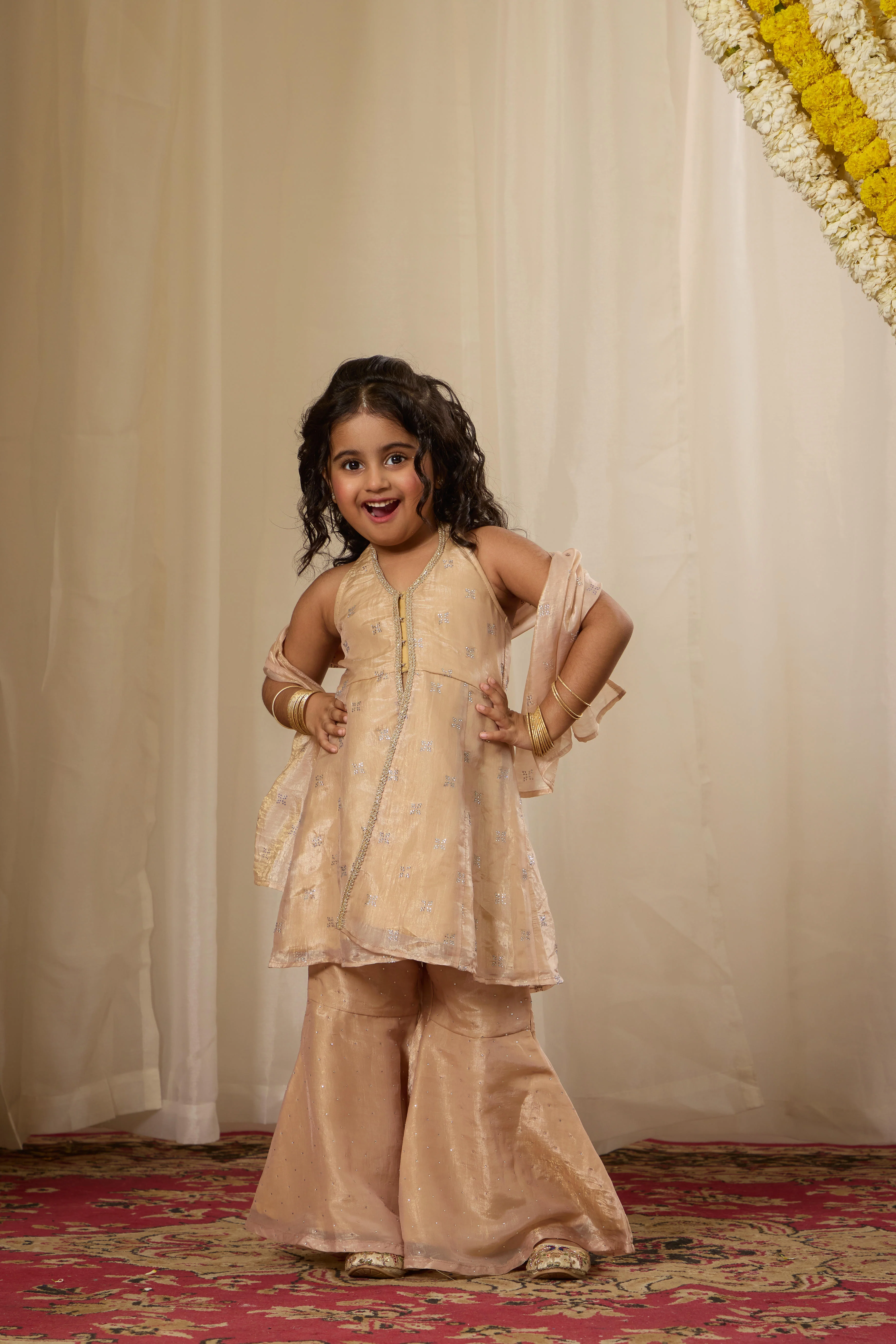 Alaya Kids Champagne Mist Kurta Set - Image 5