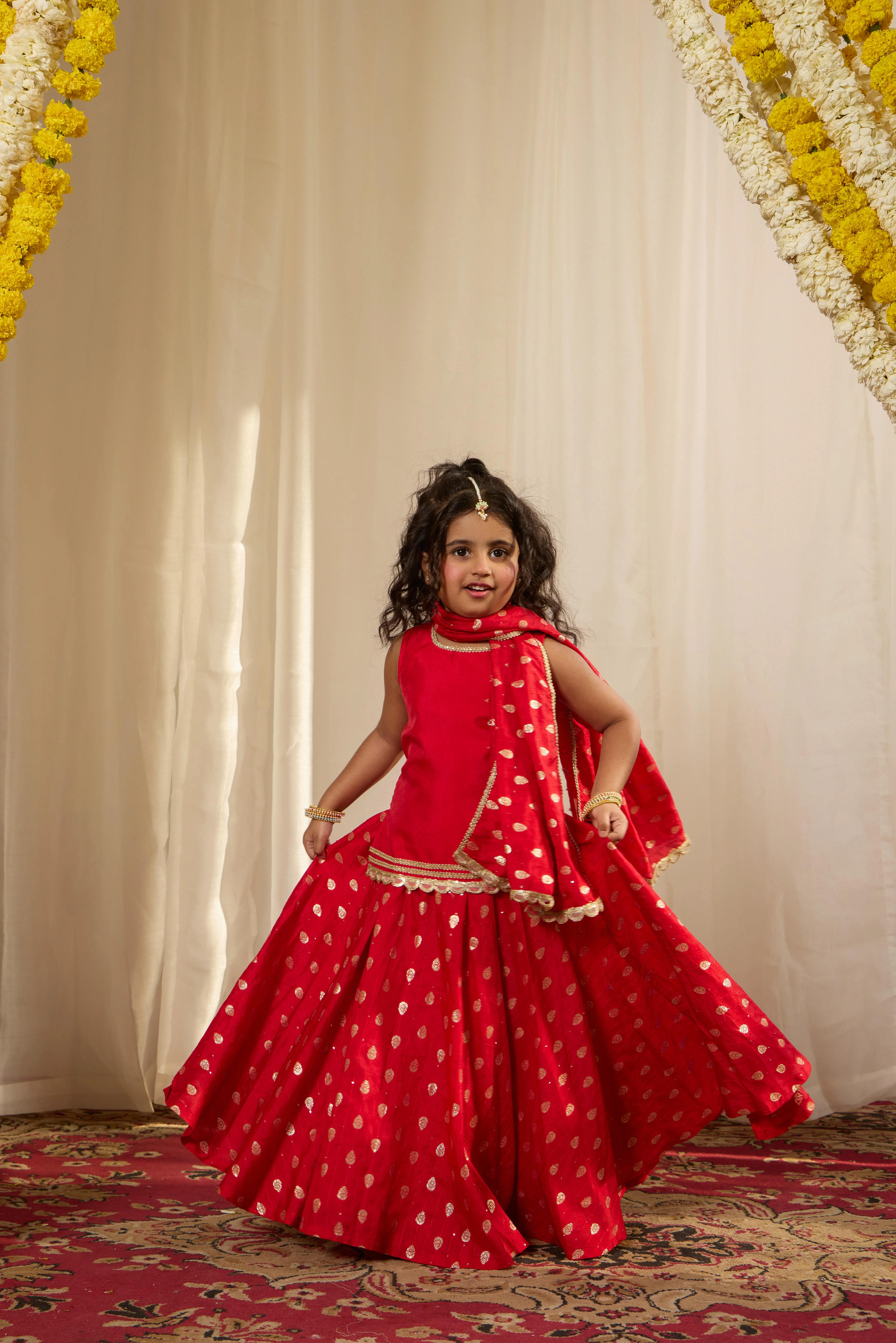 Alaya Kids Shahi Red Lehenga Set - Image 3