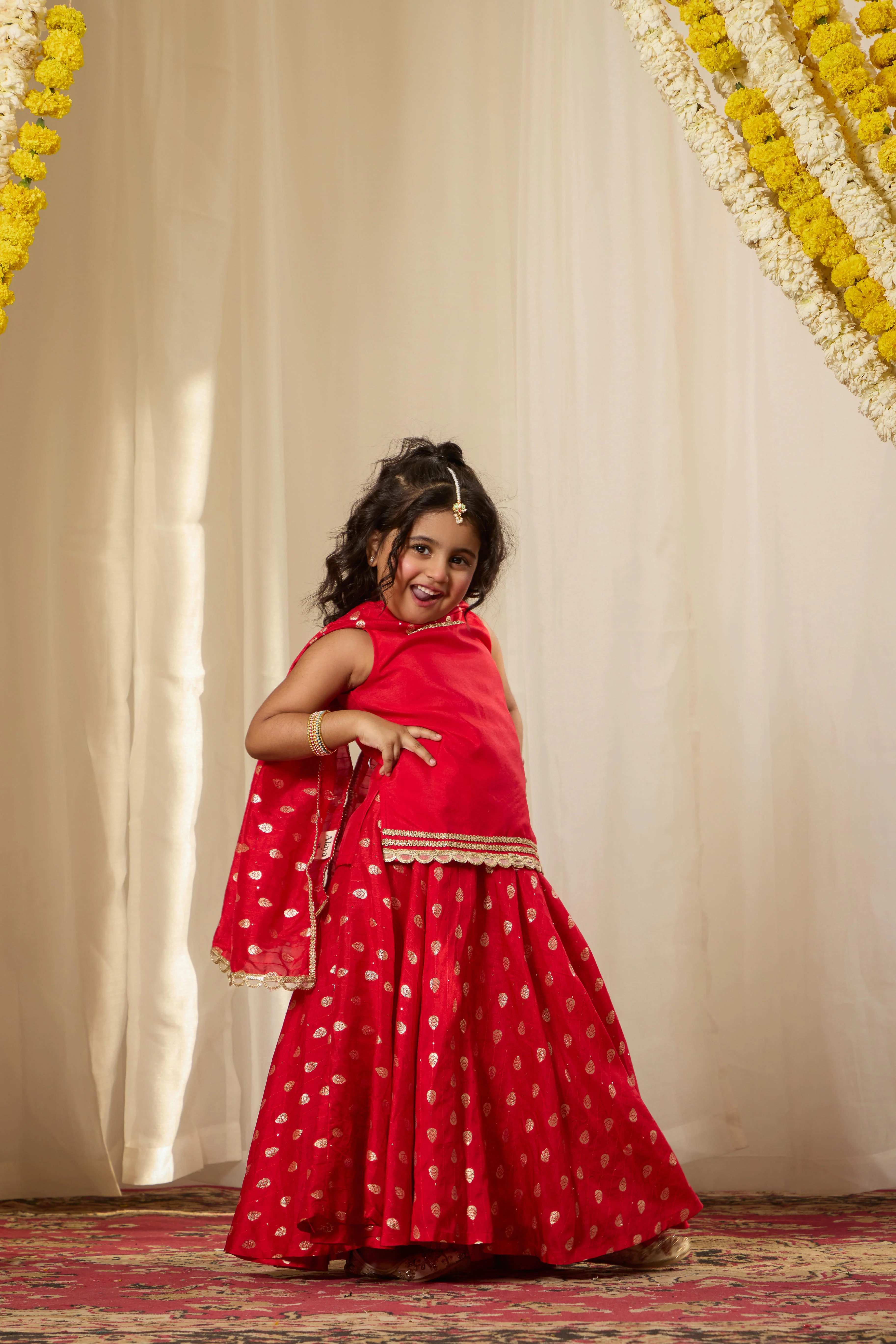 Alaya Kids Shahi Red Lehenga Set - Image 4