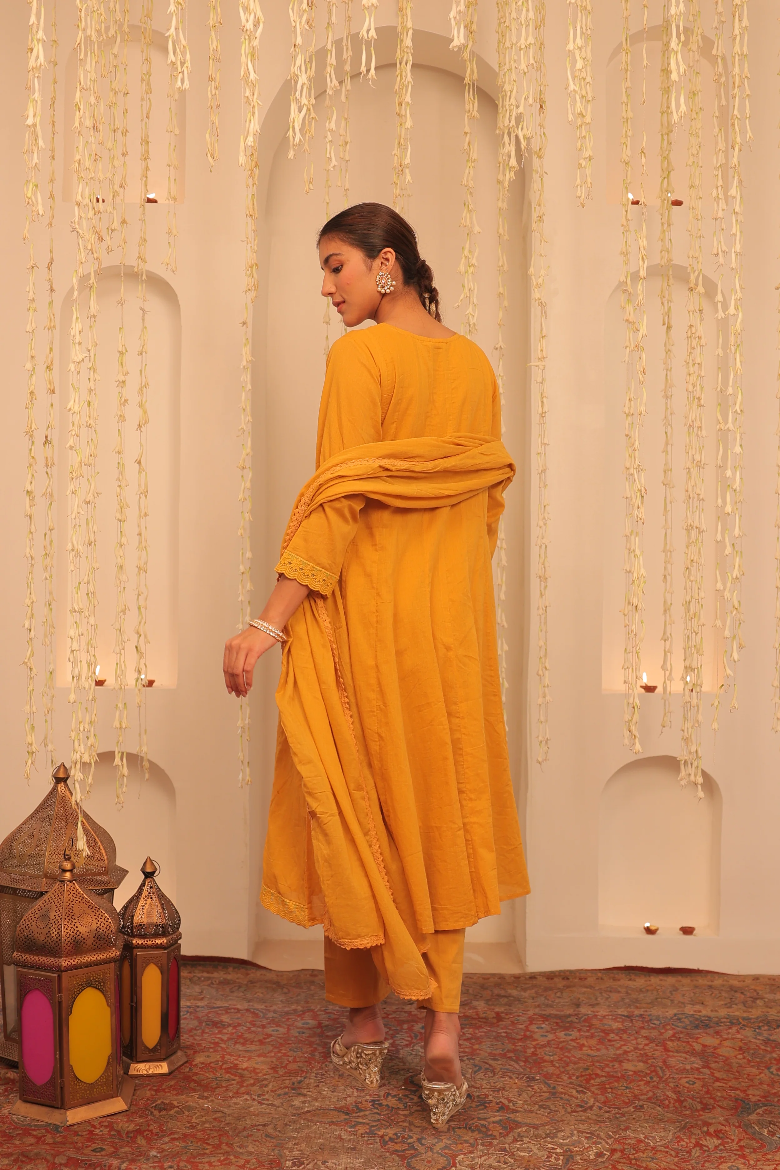 Mehfil Mustard Yellow Anarkali Set - Image 6