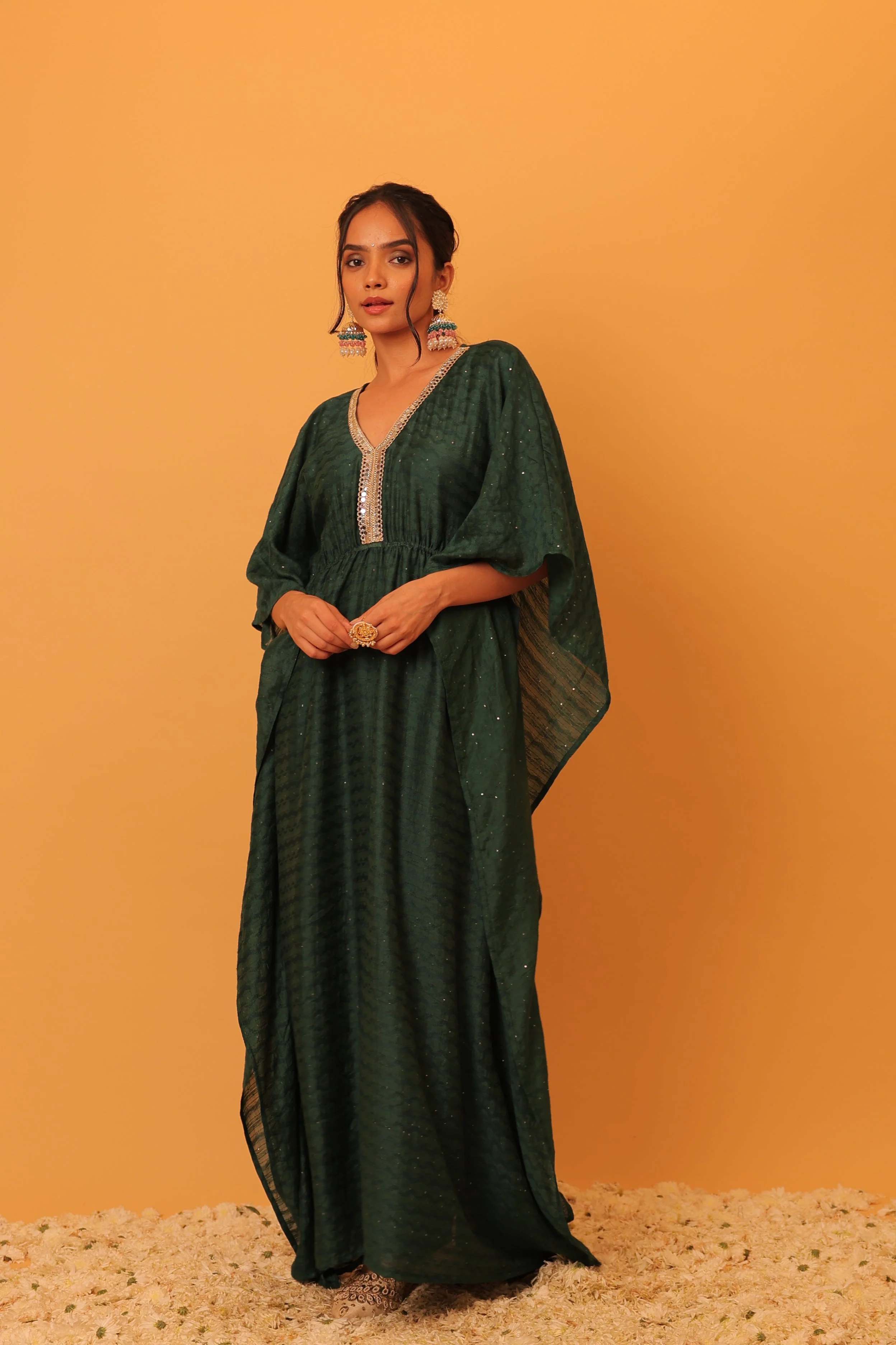 Alaya Mehfil Ruby Green Kaftan - Image 3