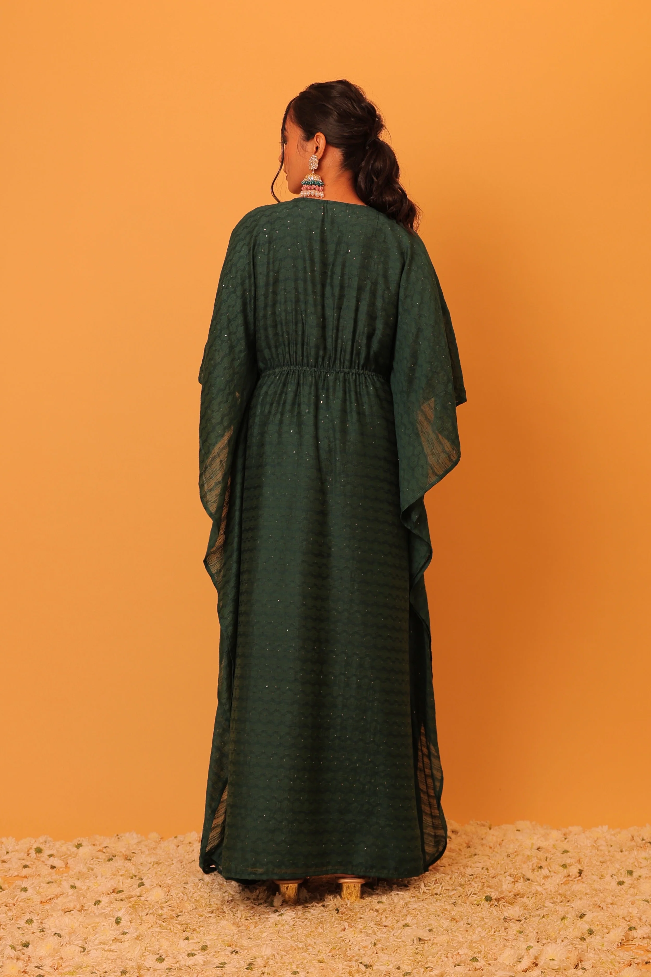 Alaya Mehfil Ruby Green Kaftan - Image 4