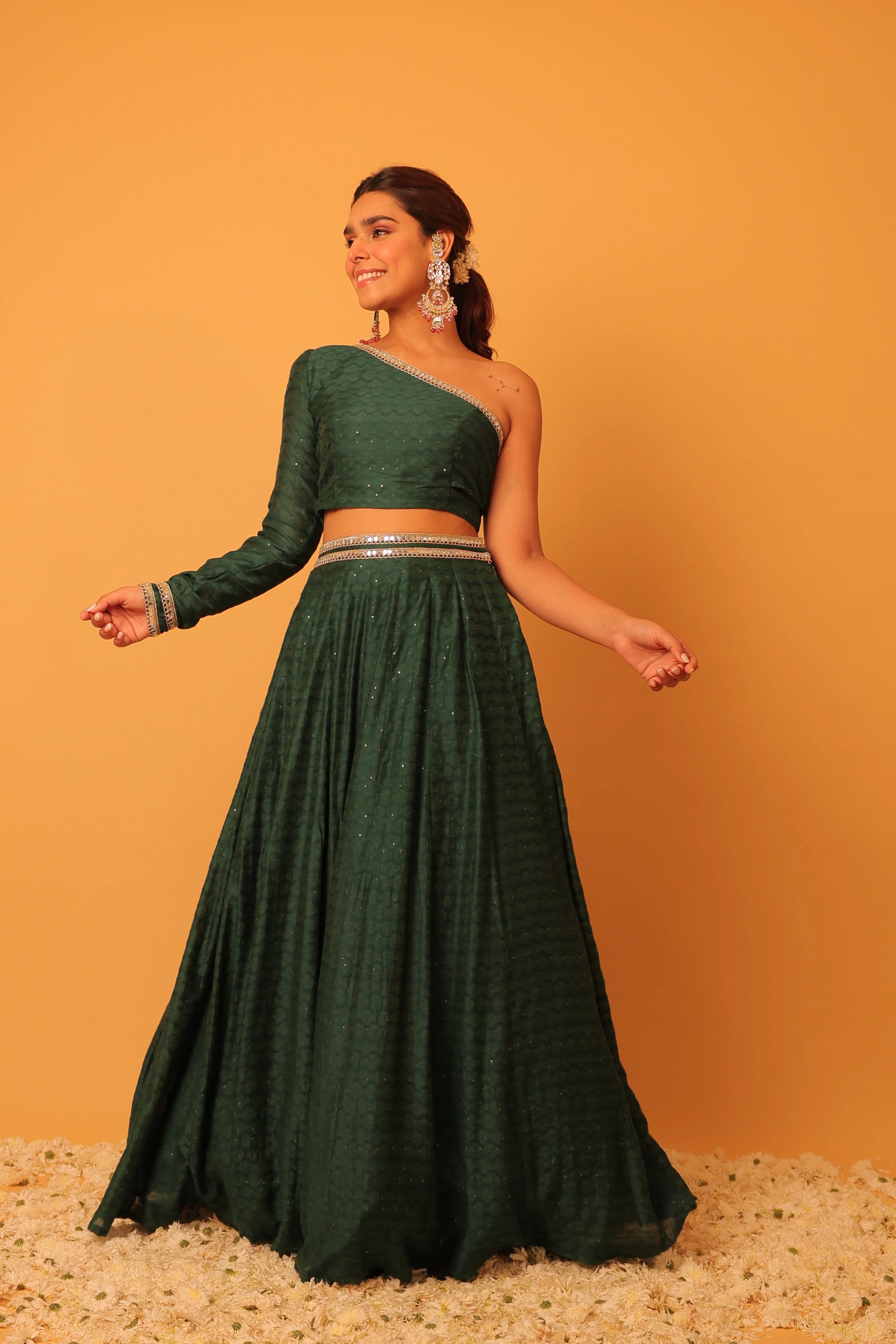 Alaya Mehfil Ruby Green Lehenga Set - Image 4