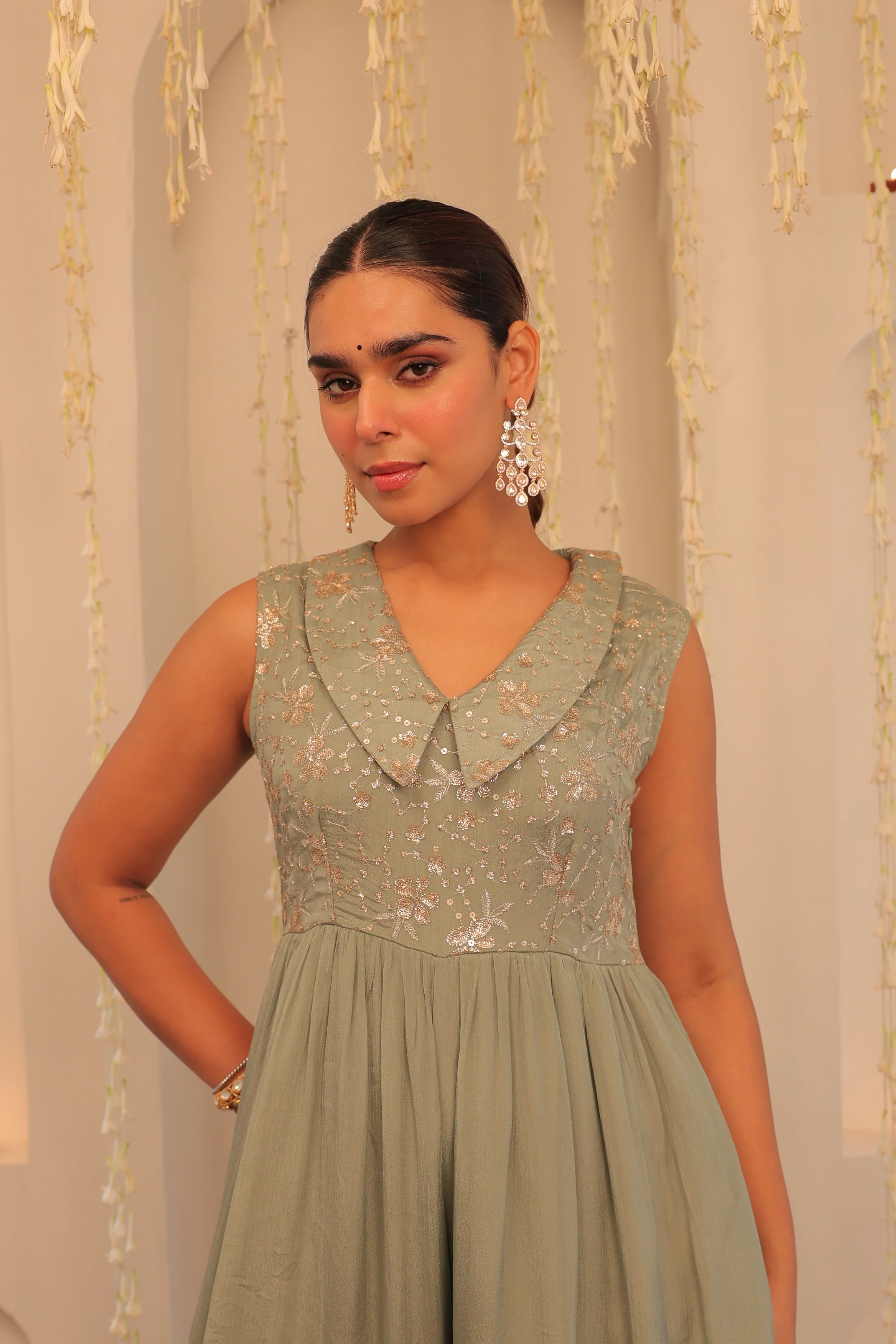 Alaya Mehfil Smoke Green Jumpsuit - Image 4