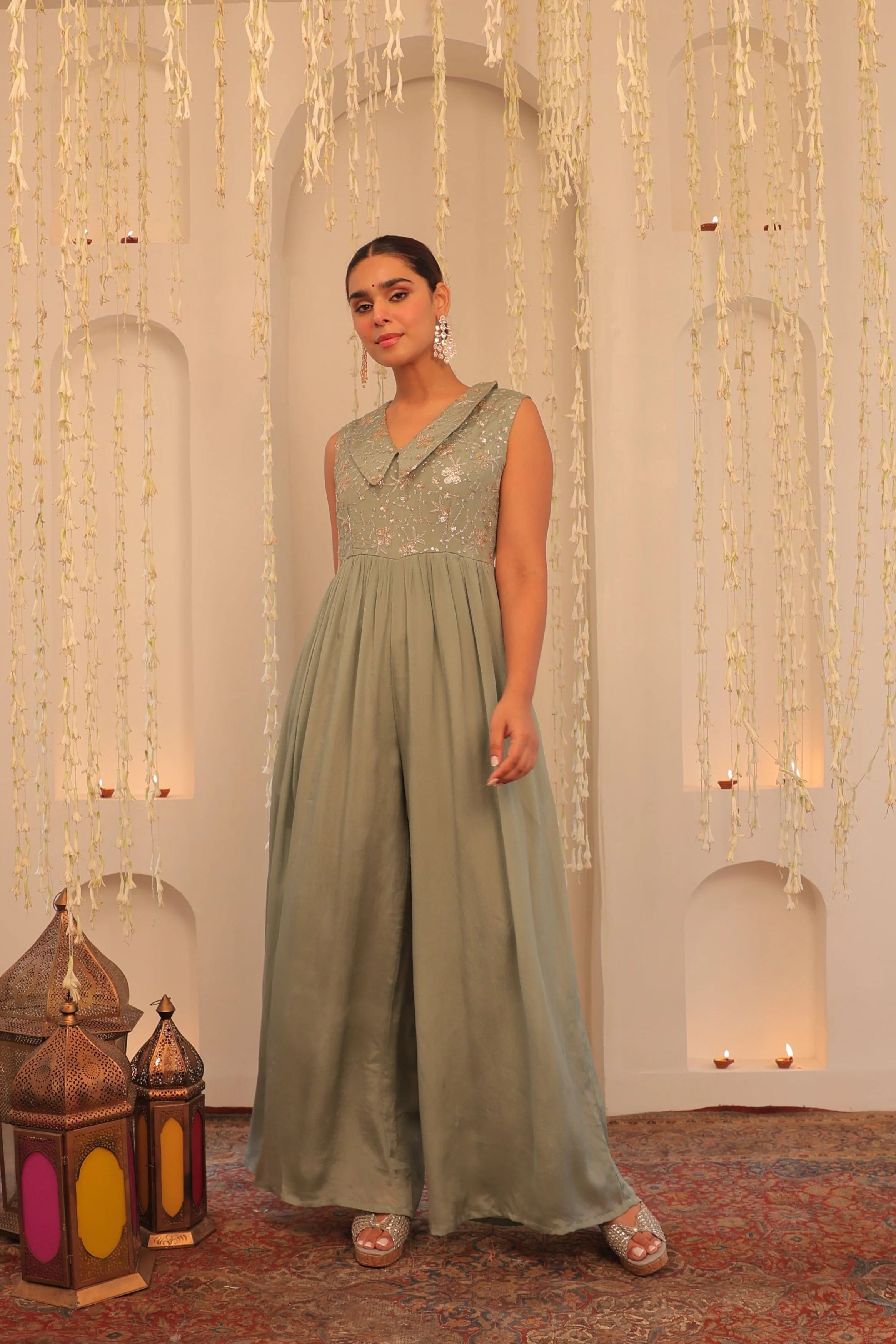 Alaya Mehfil Smoke Green Jumpsuit - Image 5