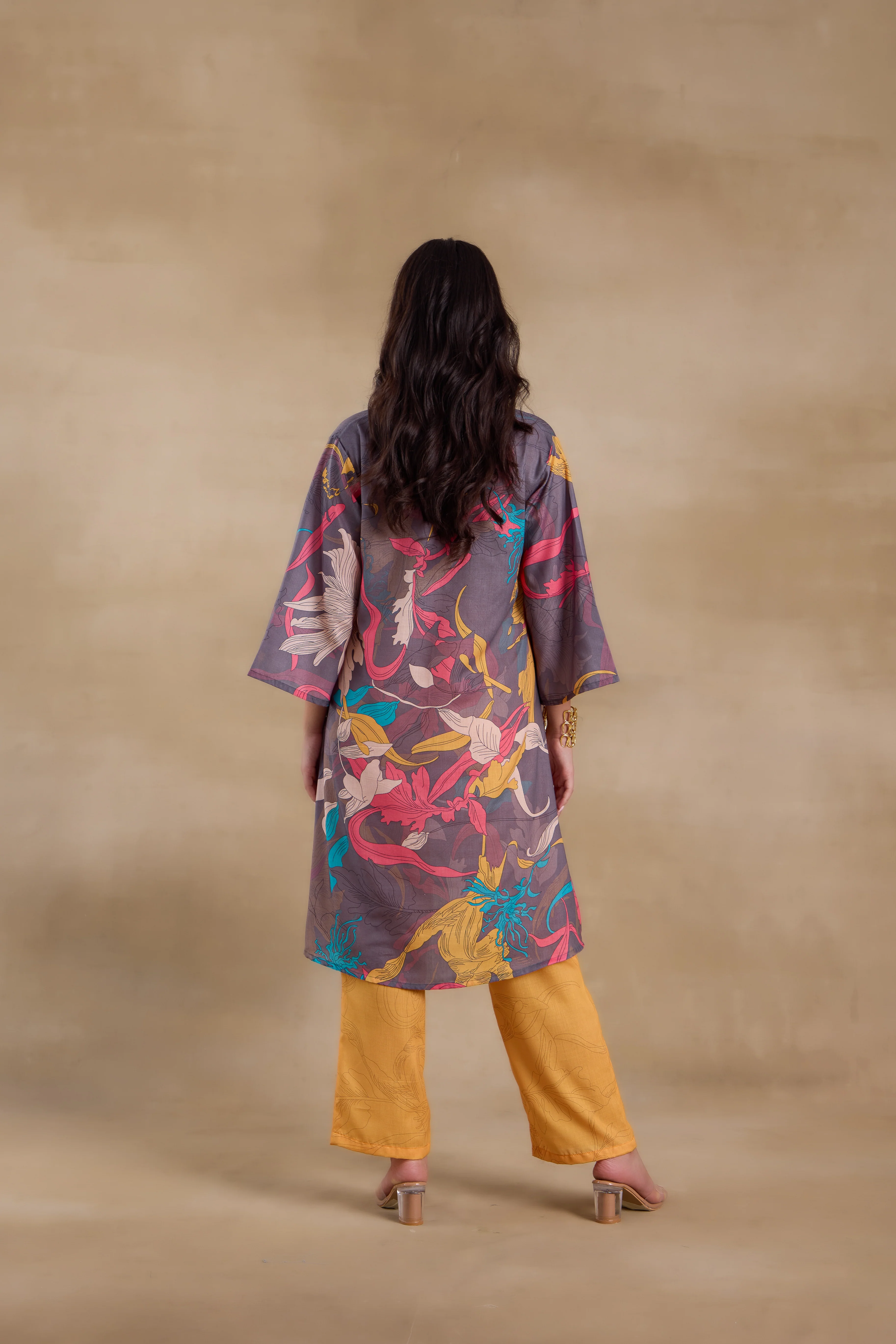 Alaya Pure Cotton Yellow Abstract Floral Kurta Set - Image 5
