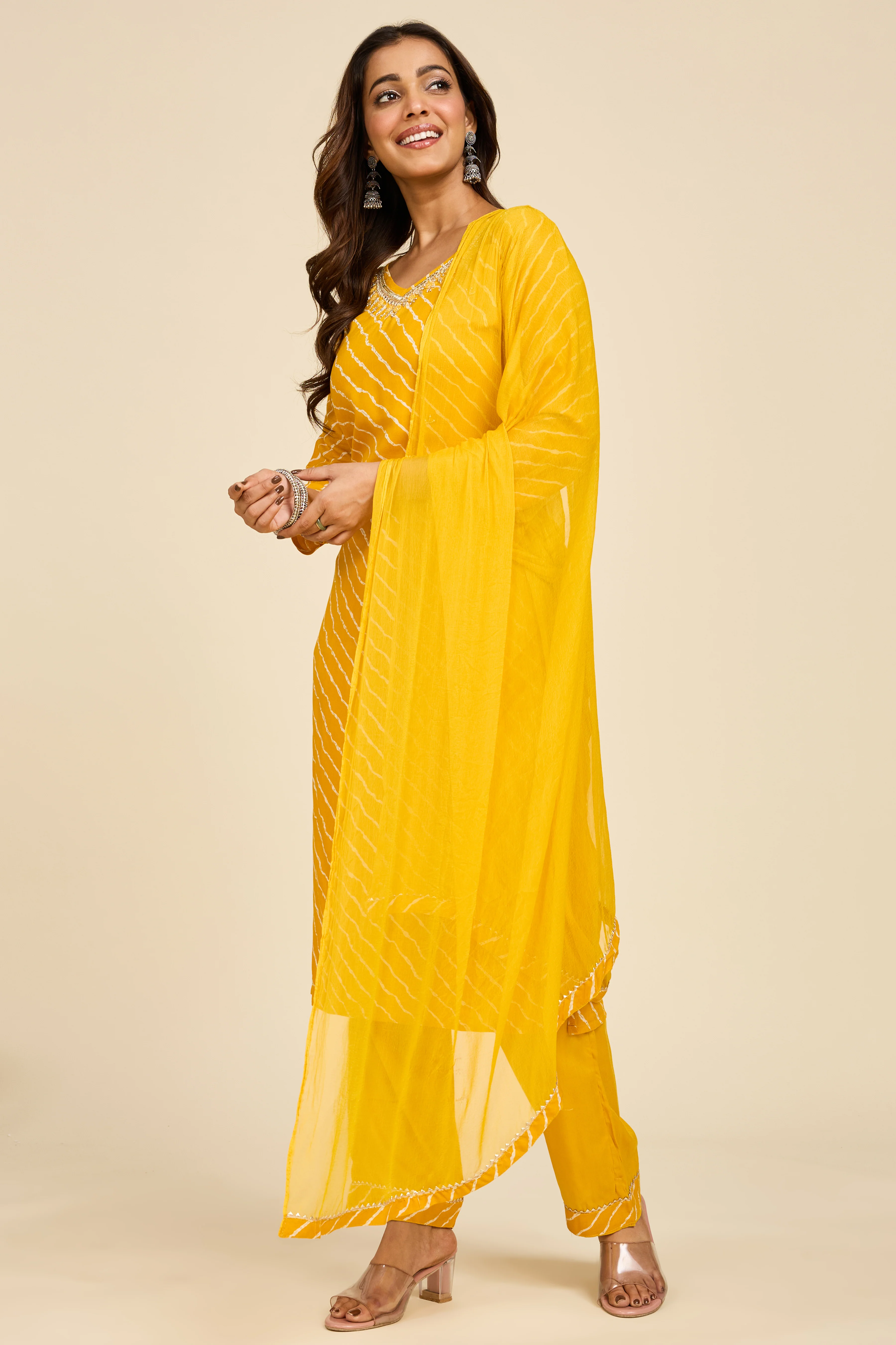 Alaya Select Haldi Leheriya Kurta Set - Image 6