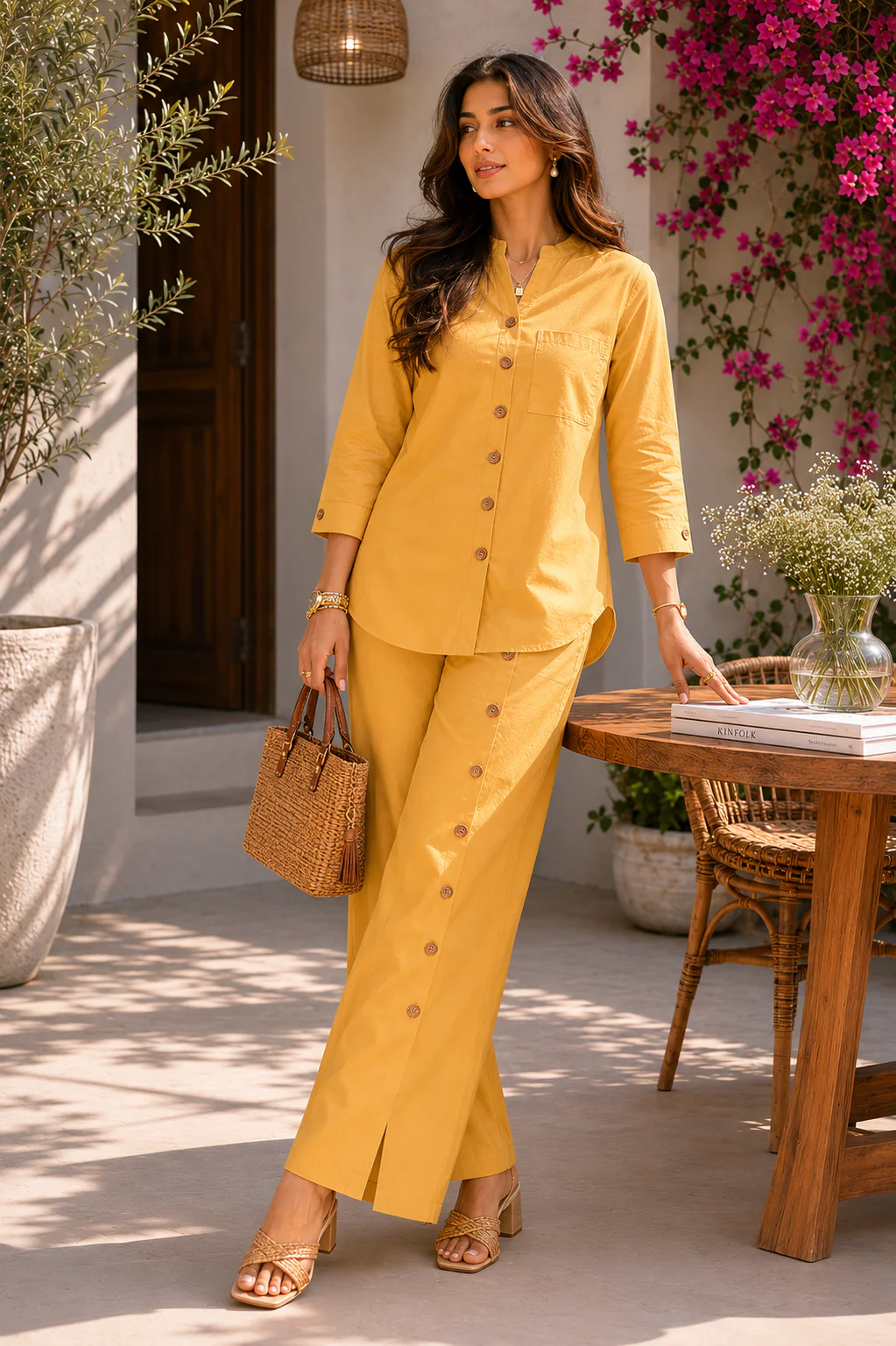 Alaya Select Mustard Detailed Co-ord Set