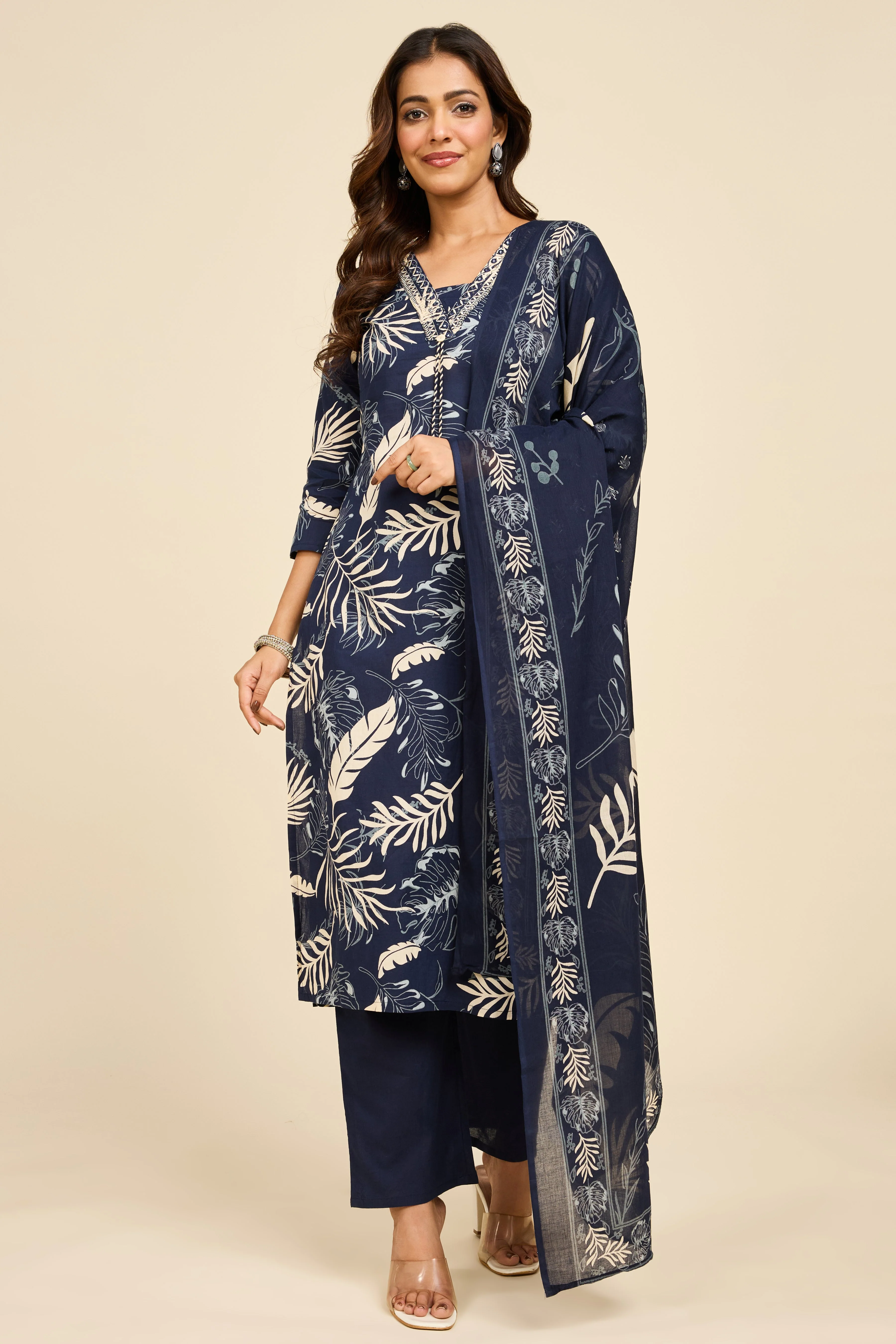 Alaya Select Navy Fern Kurta Set - Image 4