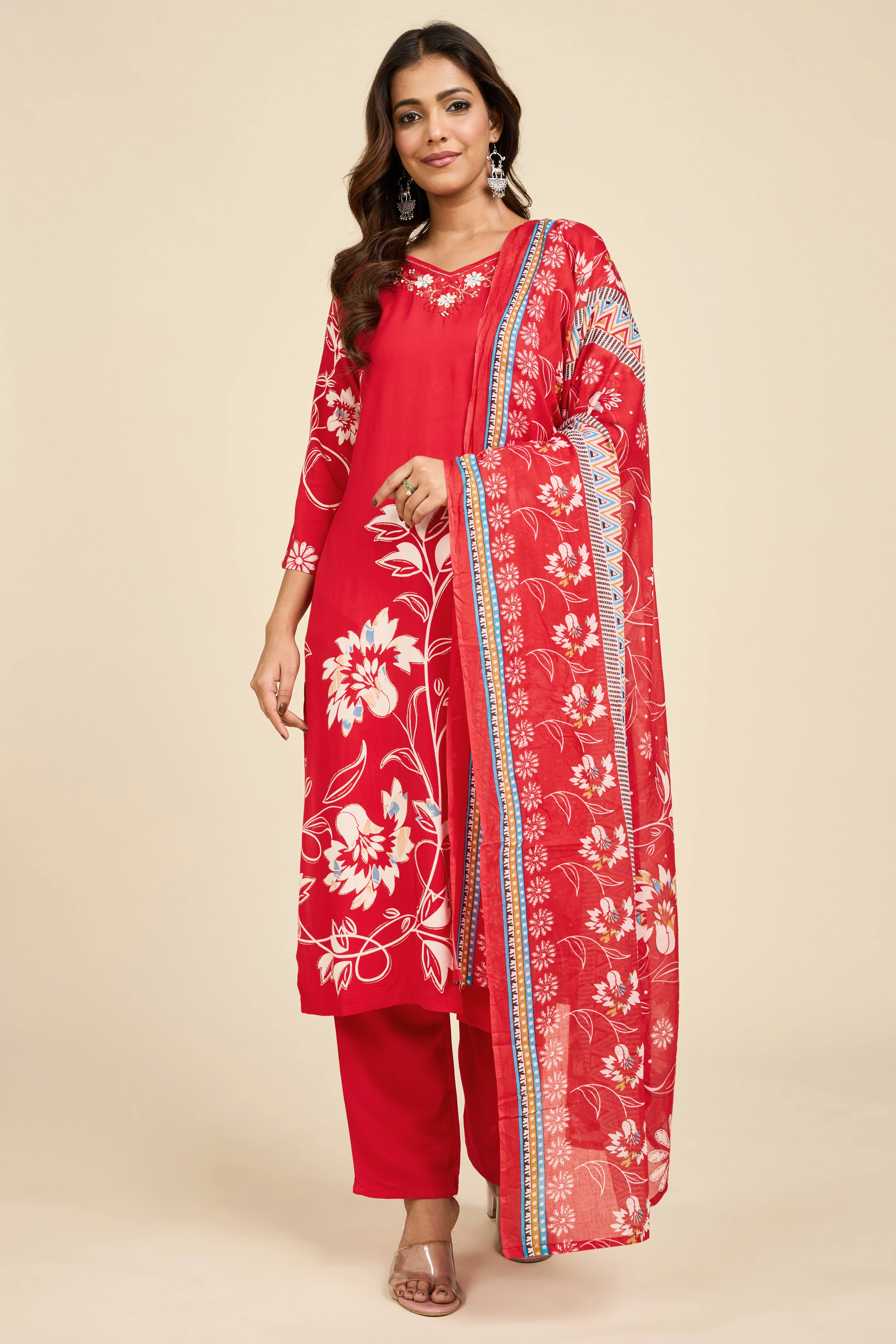 Alaya Select Scarlet Cotton Kurta Set - Image 4