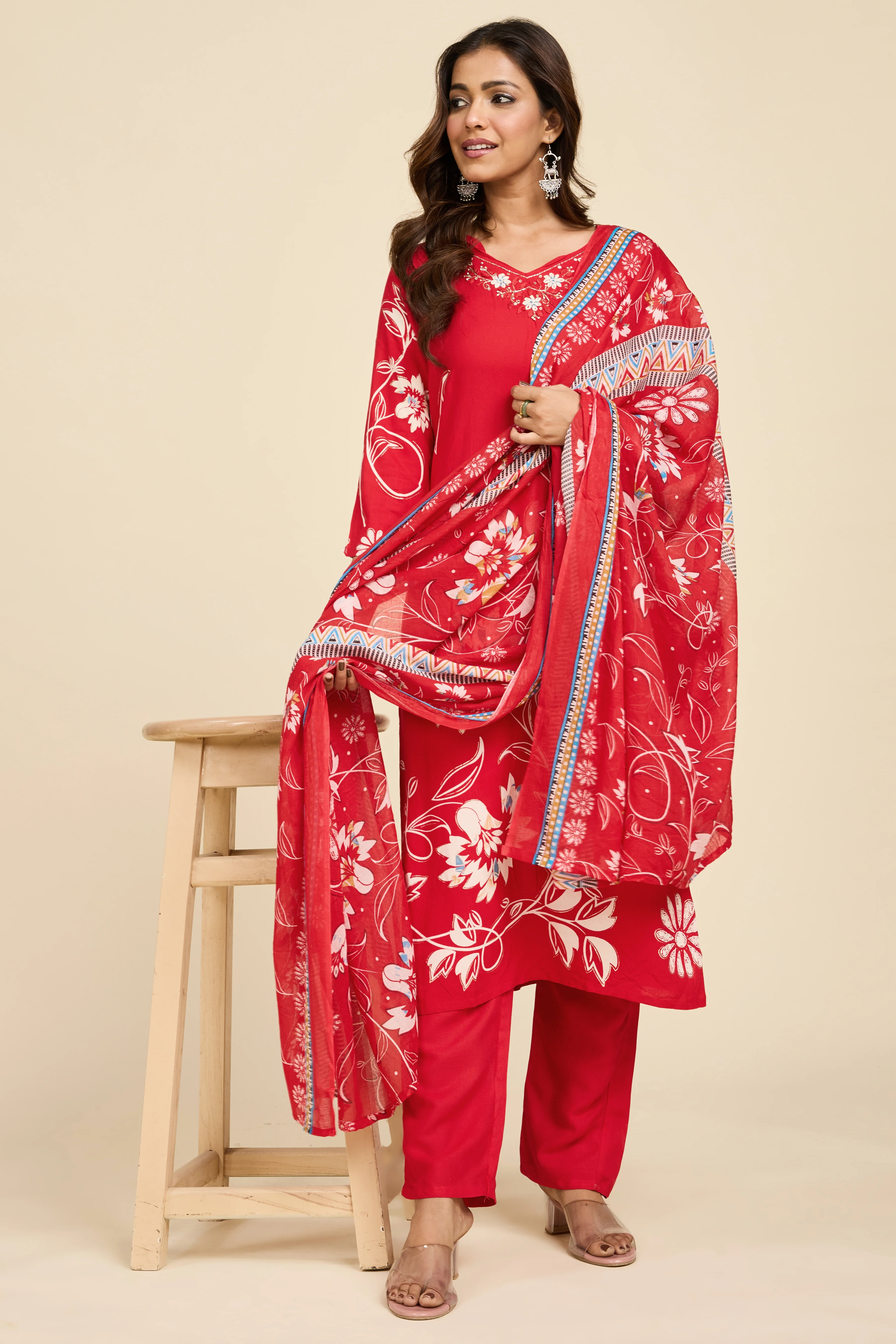 Alaya Select Scarlet Cotton Kurta Set - Image 5
