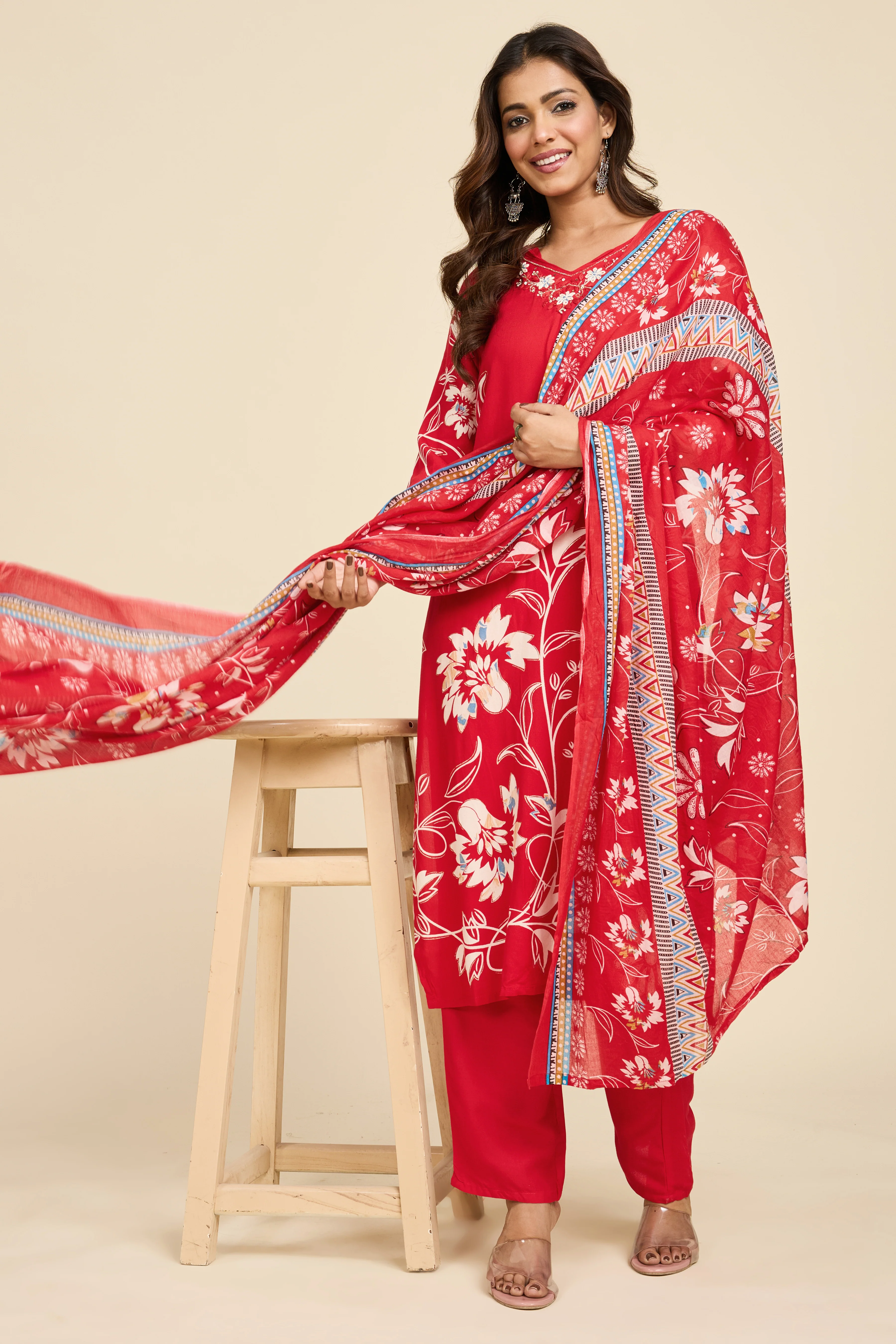 Alaya Select Scarlet Cotton Kurta Set - Image 6