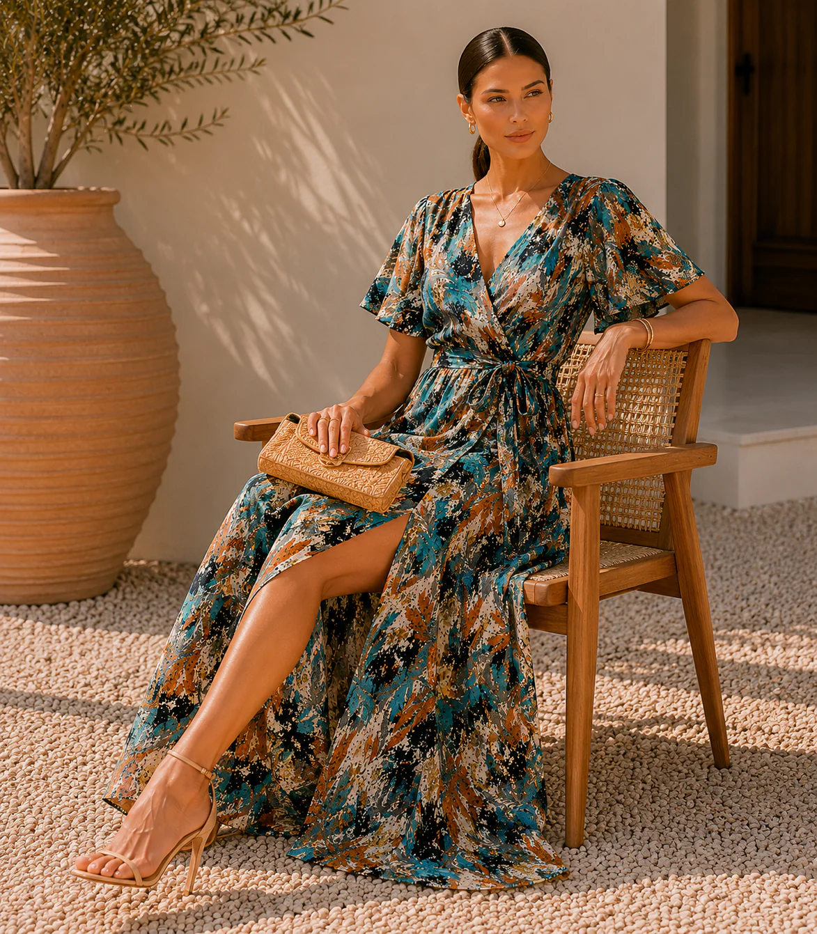Amalfi Forest Flared Maxi Dress - Image 5