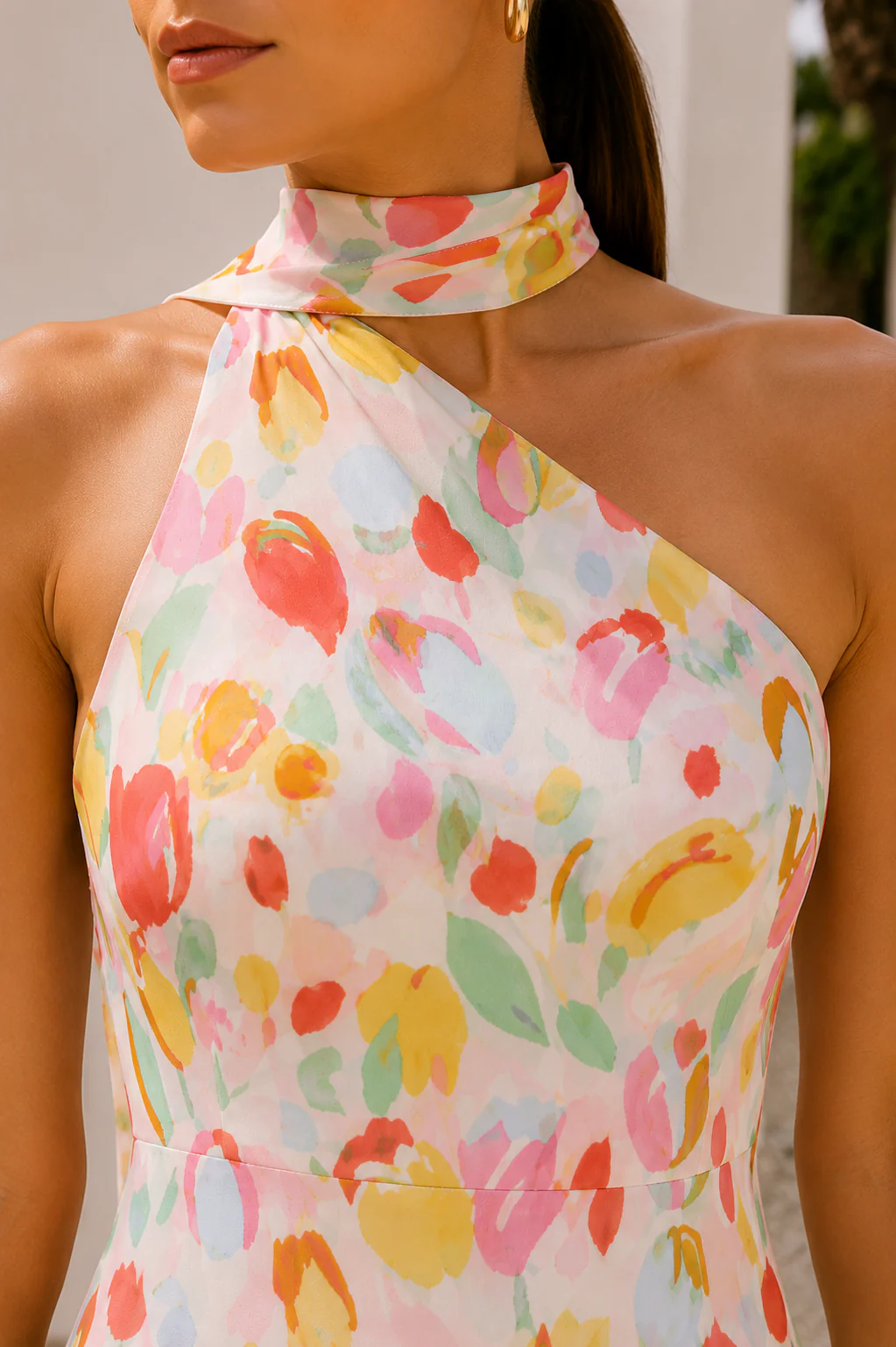 Amalfi Tulip Print Scarf Neck Short Dress - Image 2