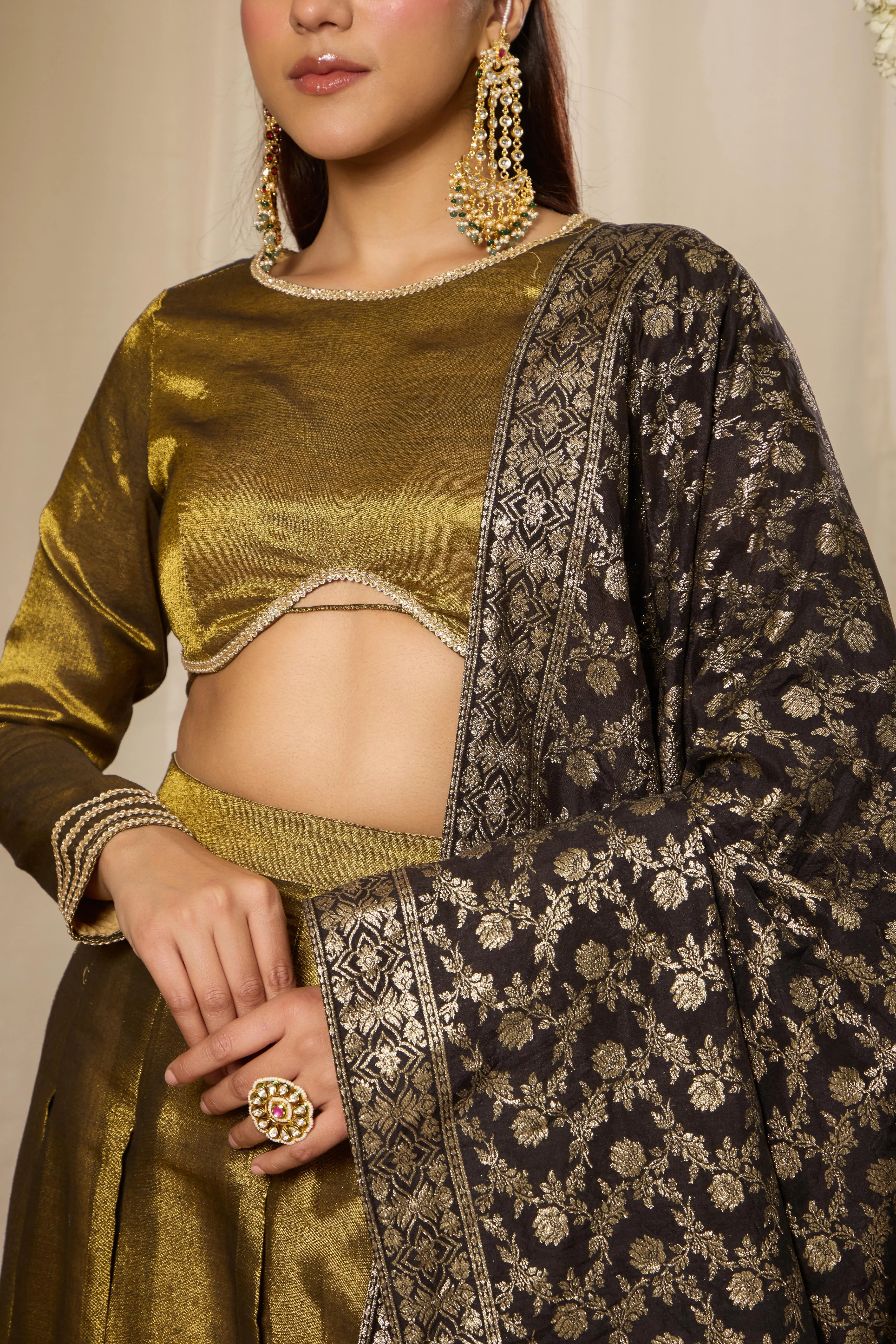 Malang Antique Gold Lehenga Set - Image 3