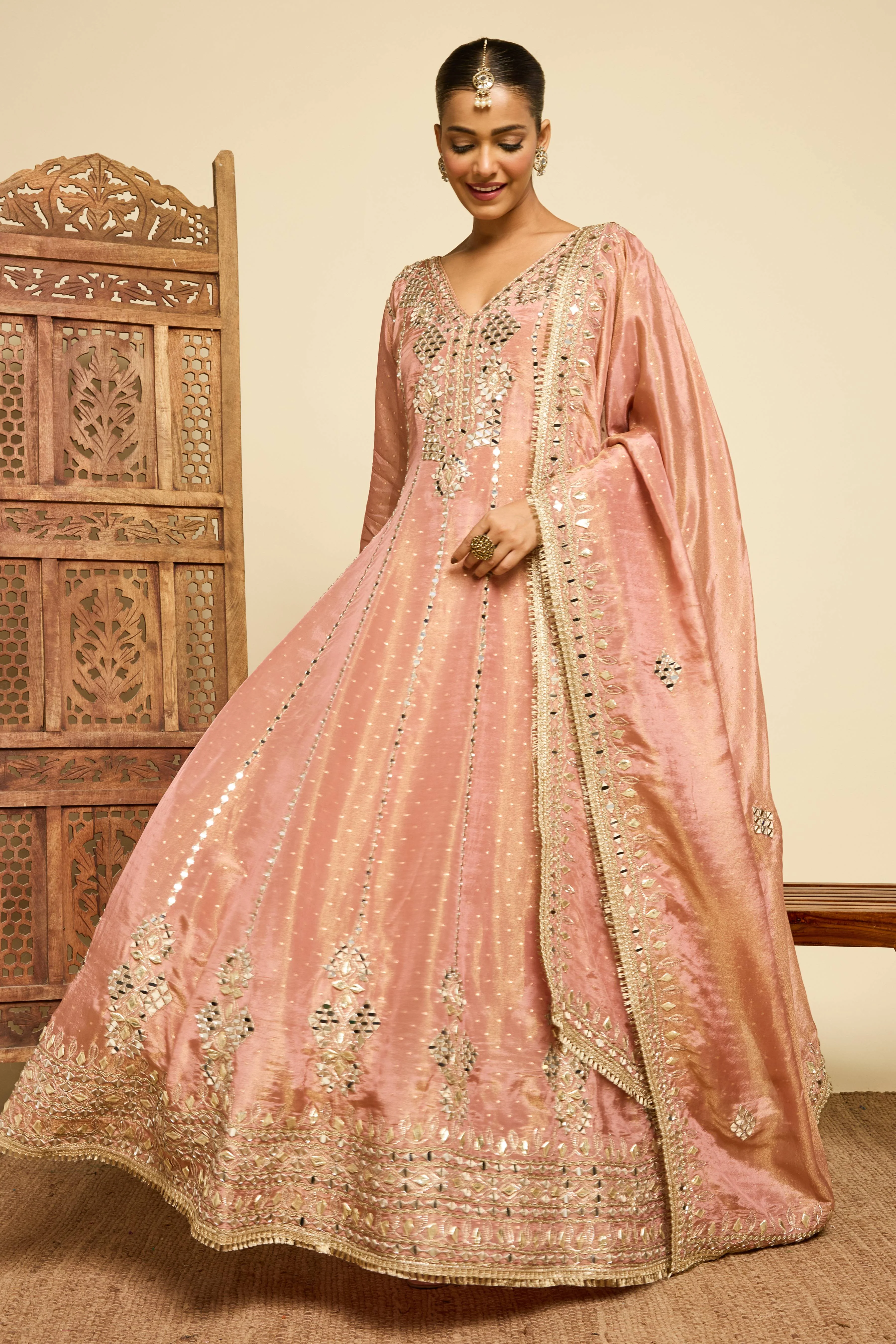 Malang Antique Rose Mirror Anarkali Set - Image 5