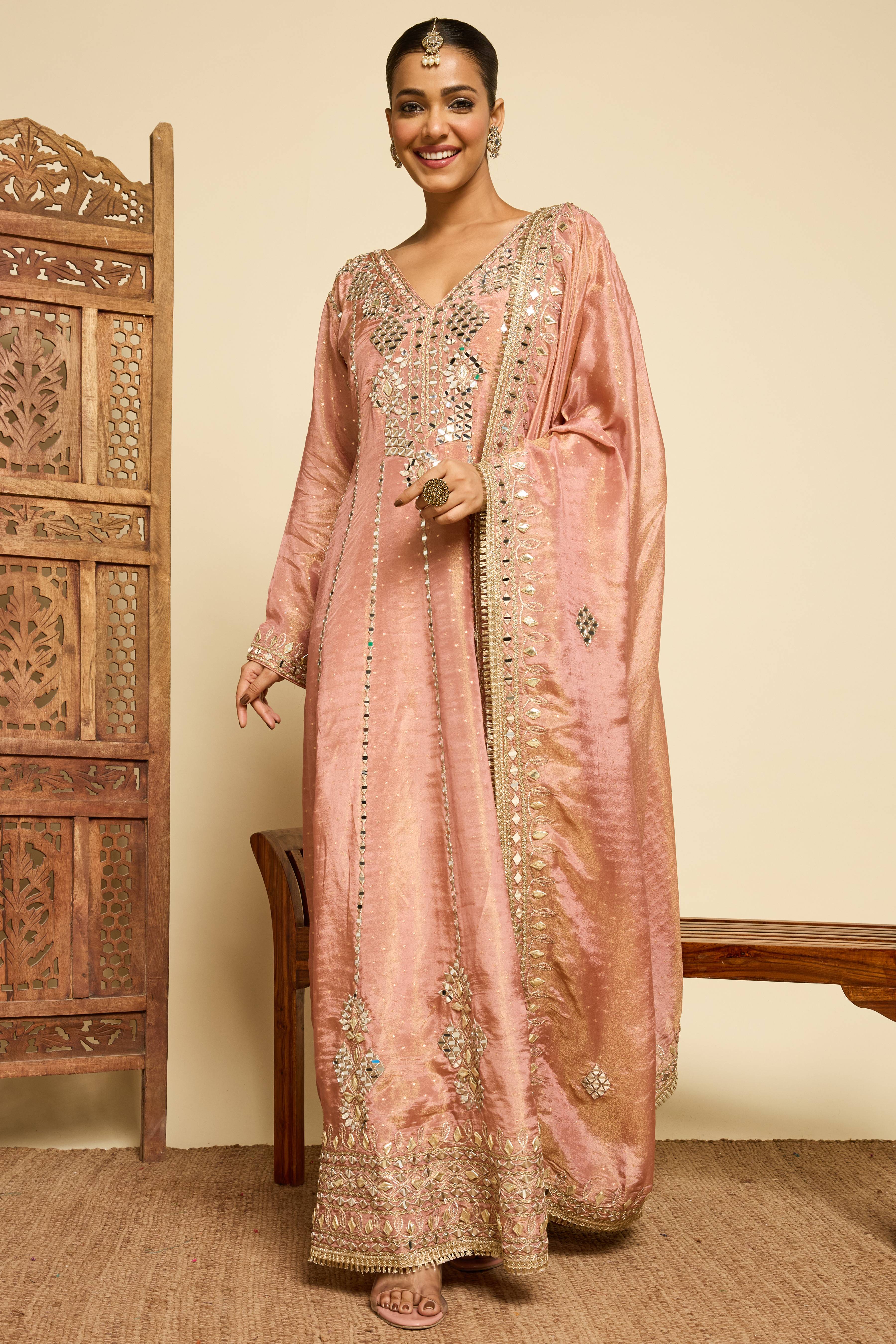 Malang Antique Rose Mirror Anarkali Set - Image 8