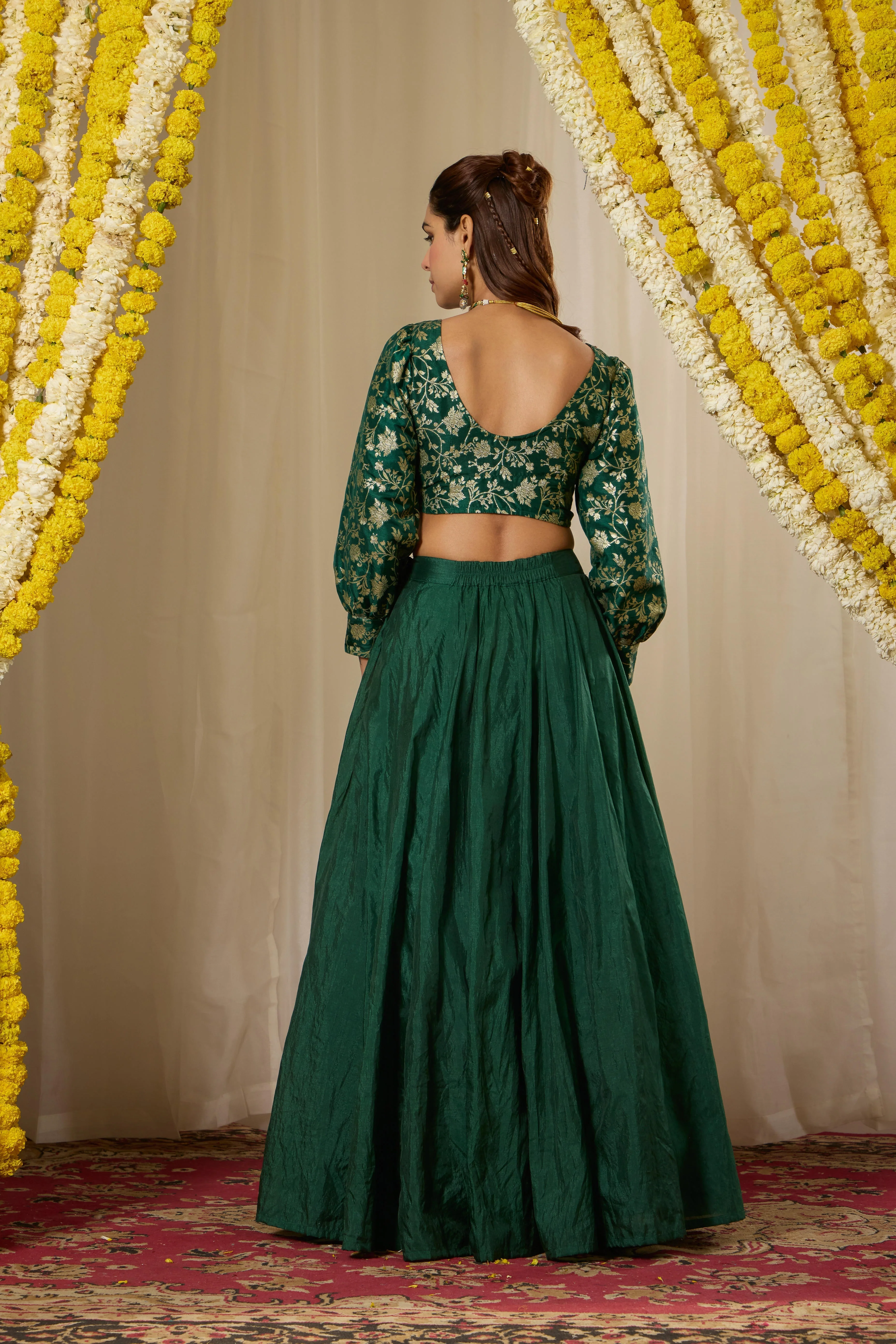 Malang Deep Emerald Lehenga Set - Image 7