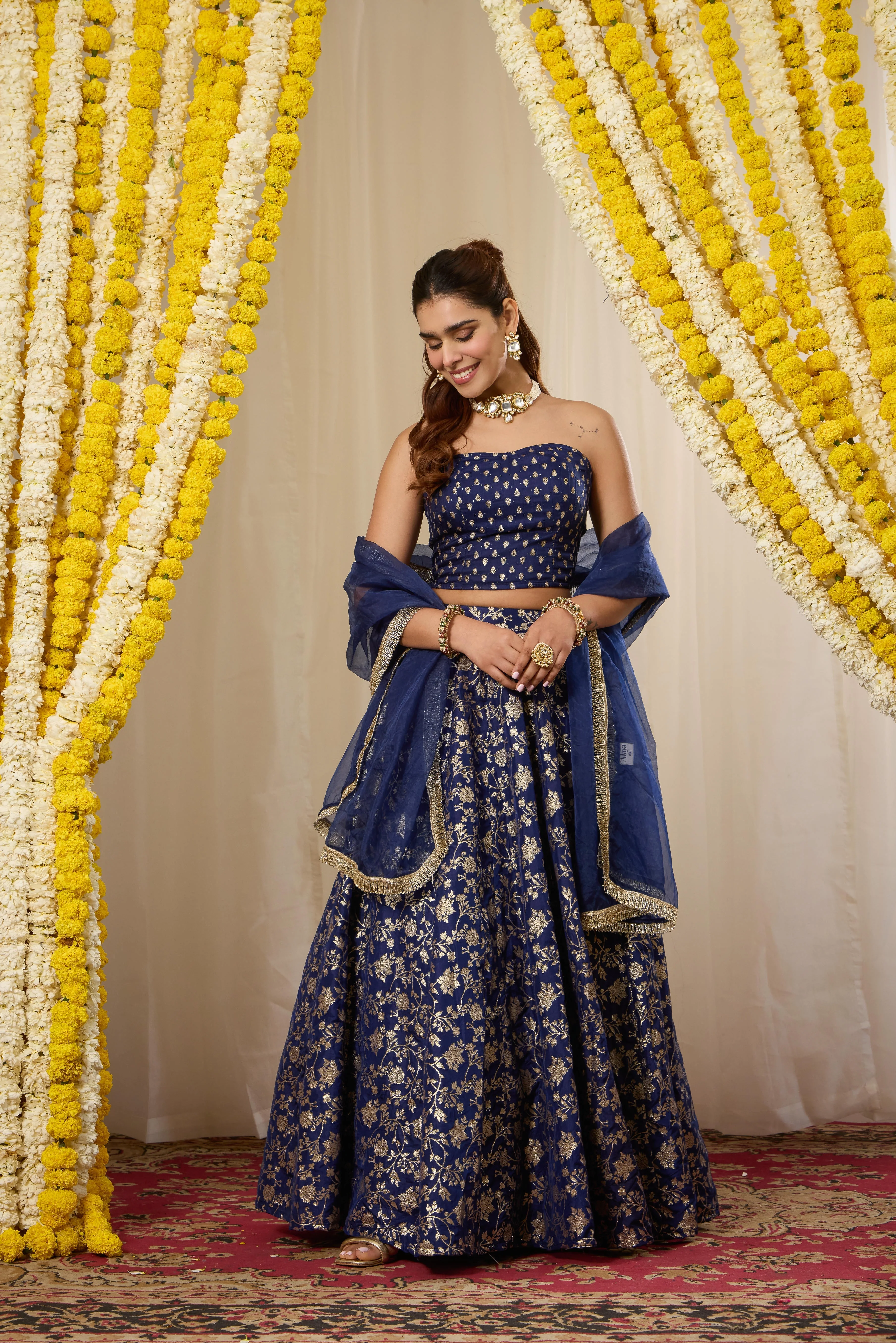 Malang Heritage Blue Lehenga Set - Image 4