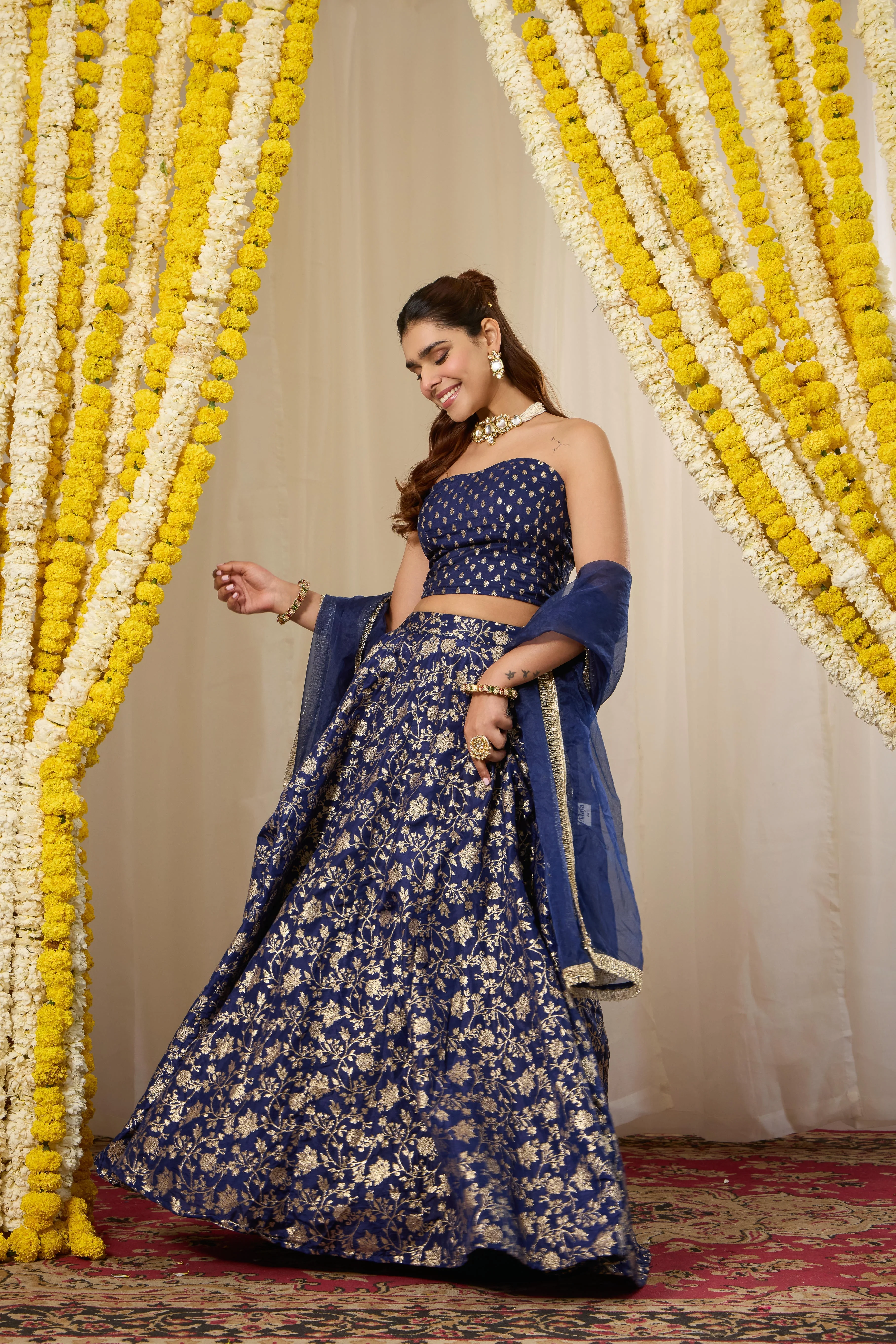 Malang Heritage Blue Lehenga Set - Image 5
