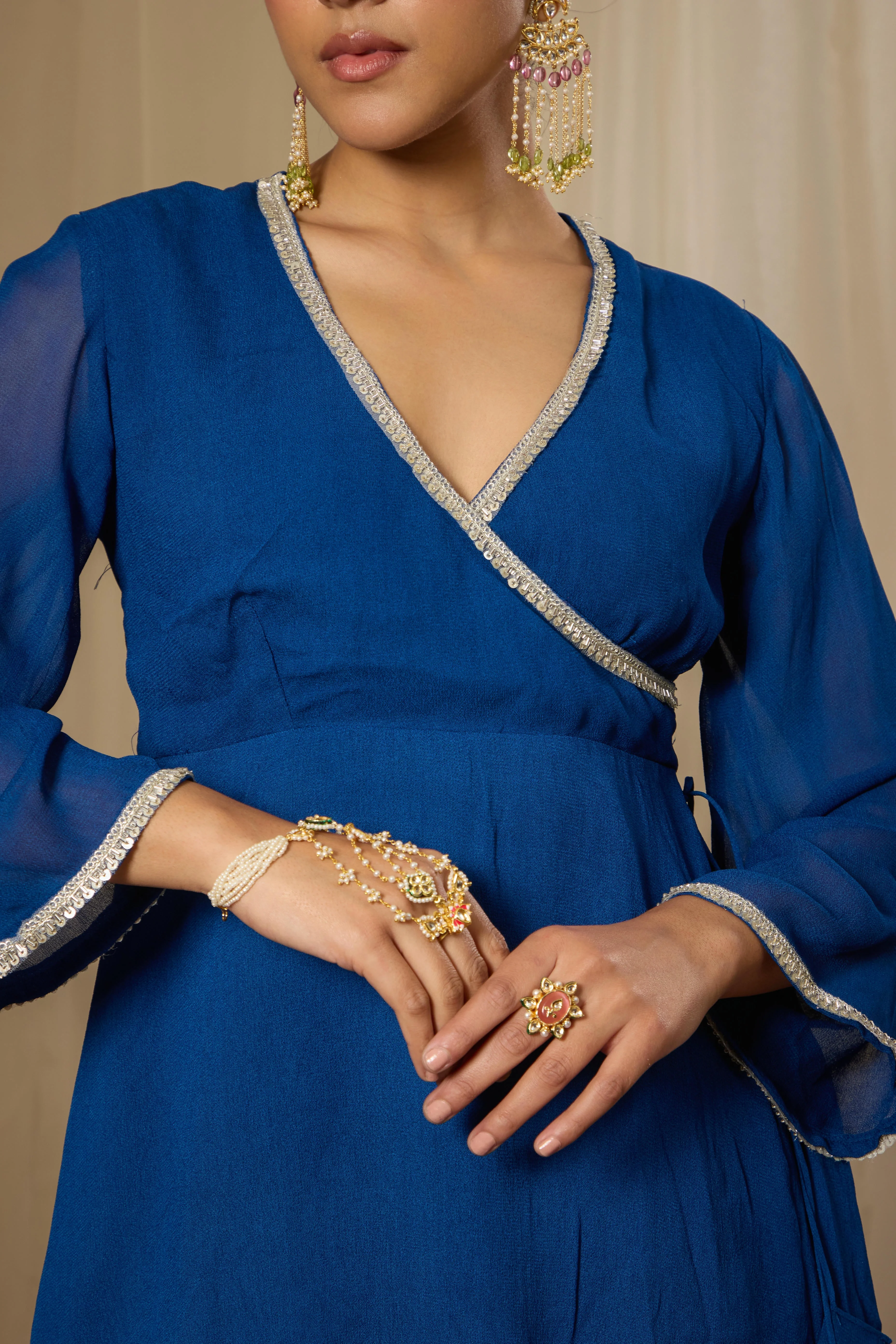 Malang Indigo Blue Peplum Kurta Set - Image 2