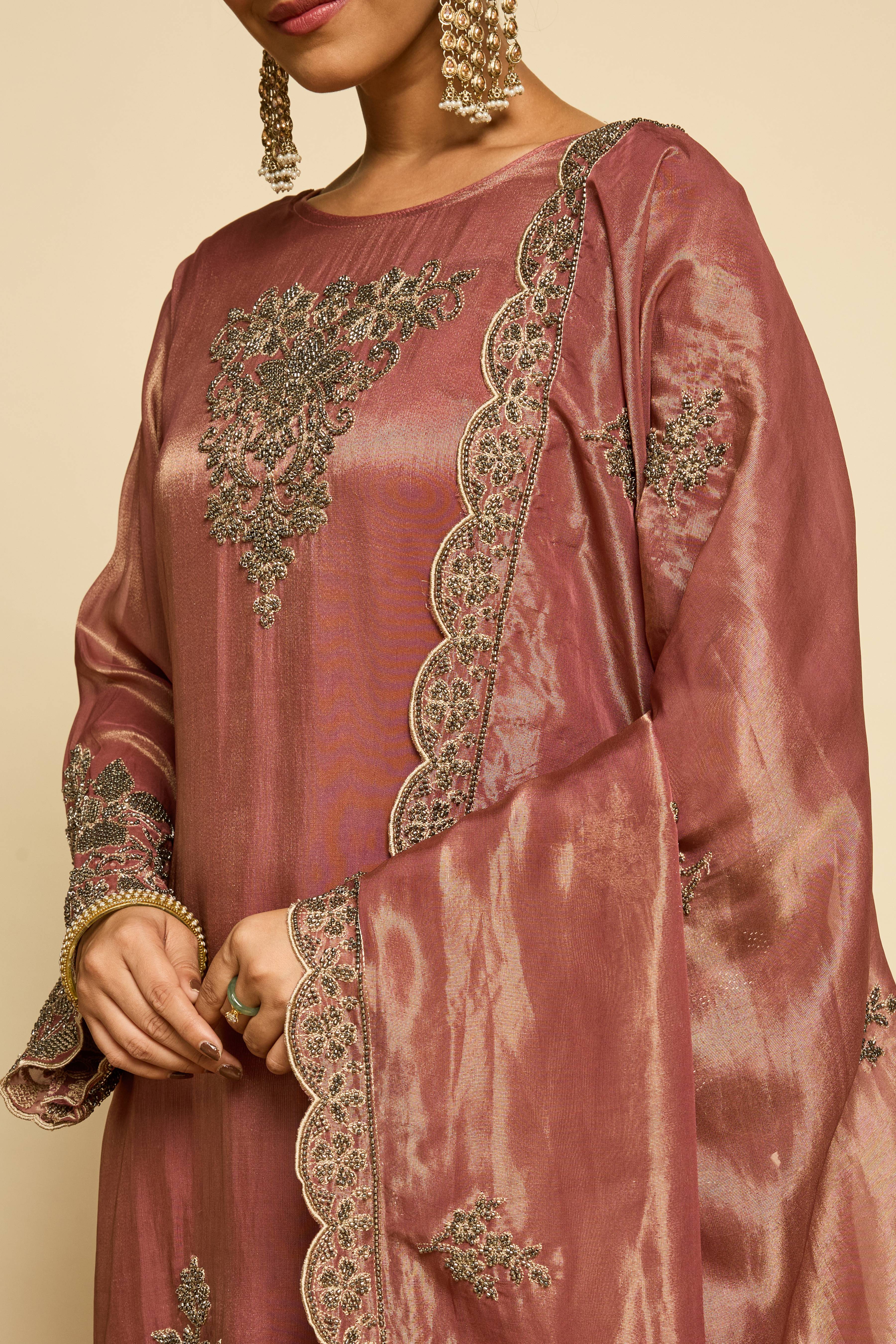 Malang Old Rose Sharara Set - Image 3
