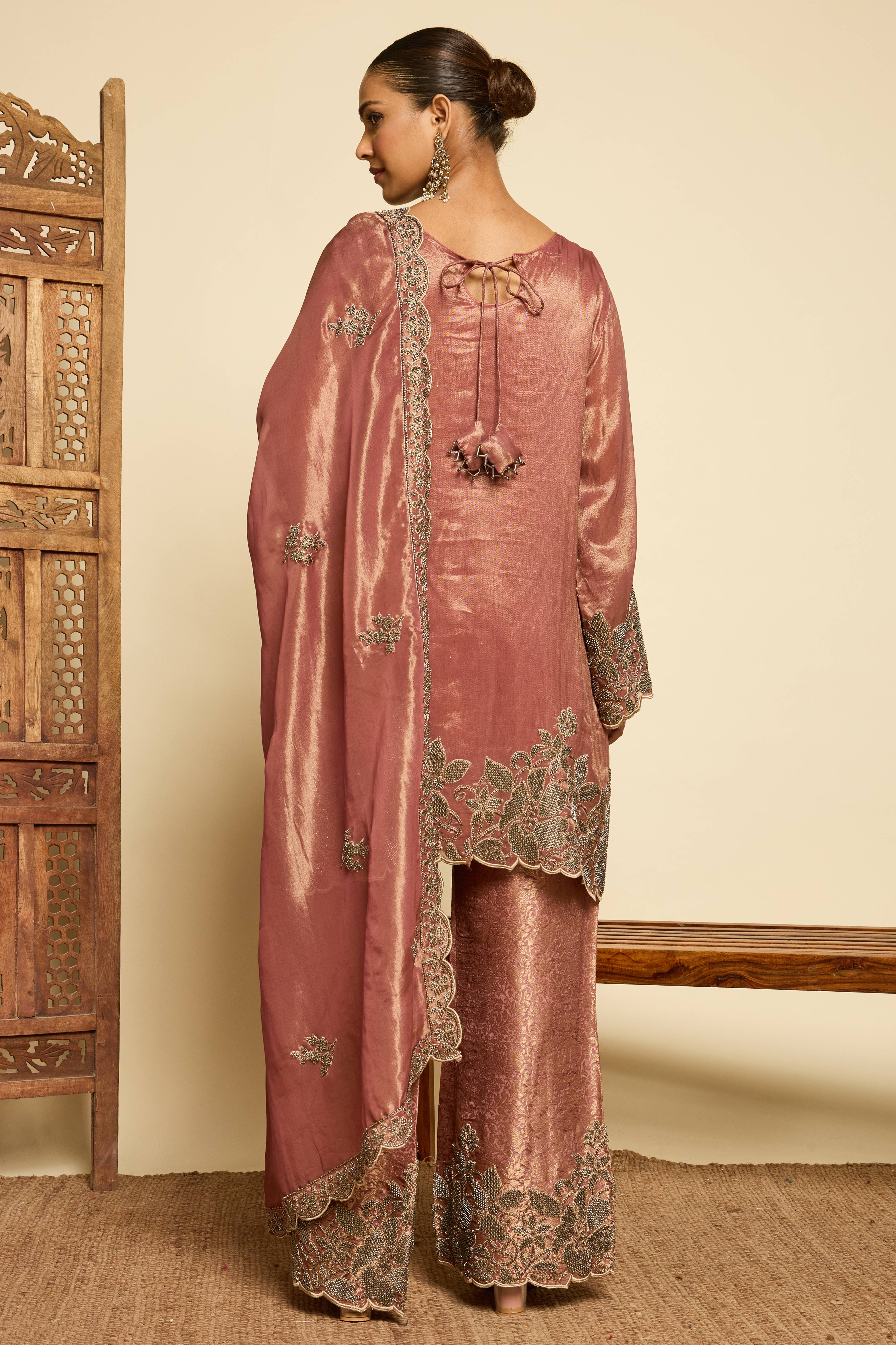 Malang Old Rose Sharara Set - Image 5