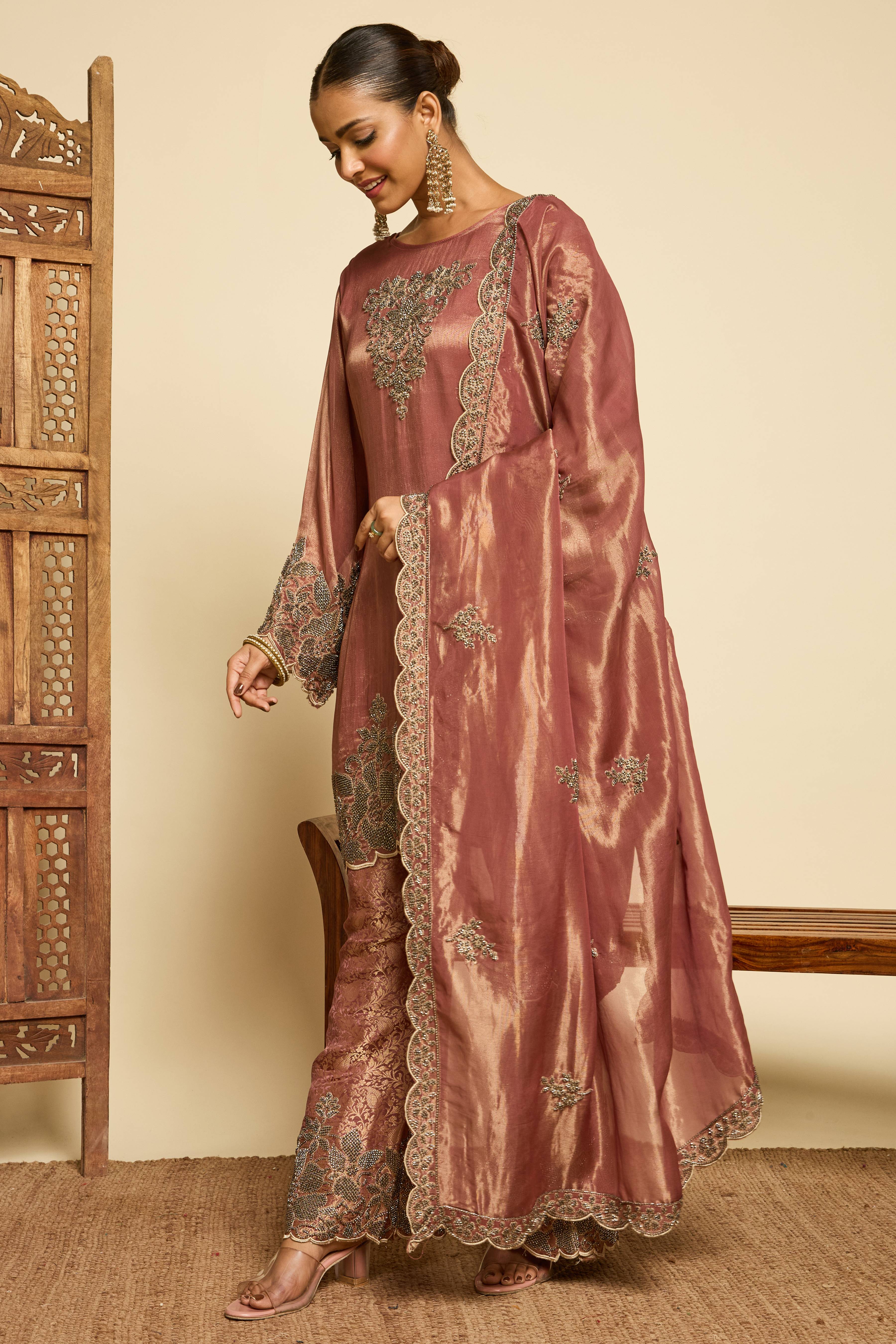 Malang Old Rose Sharara Set - Image 6