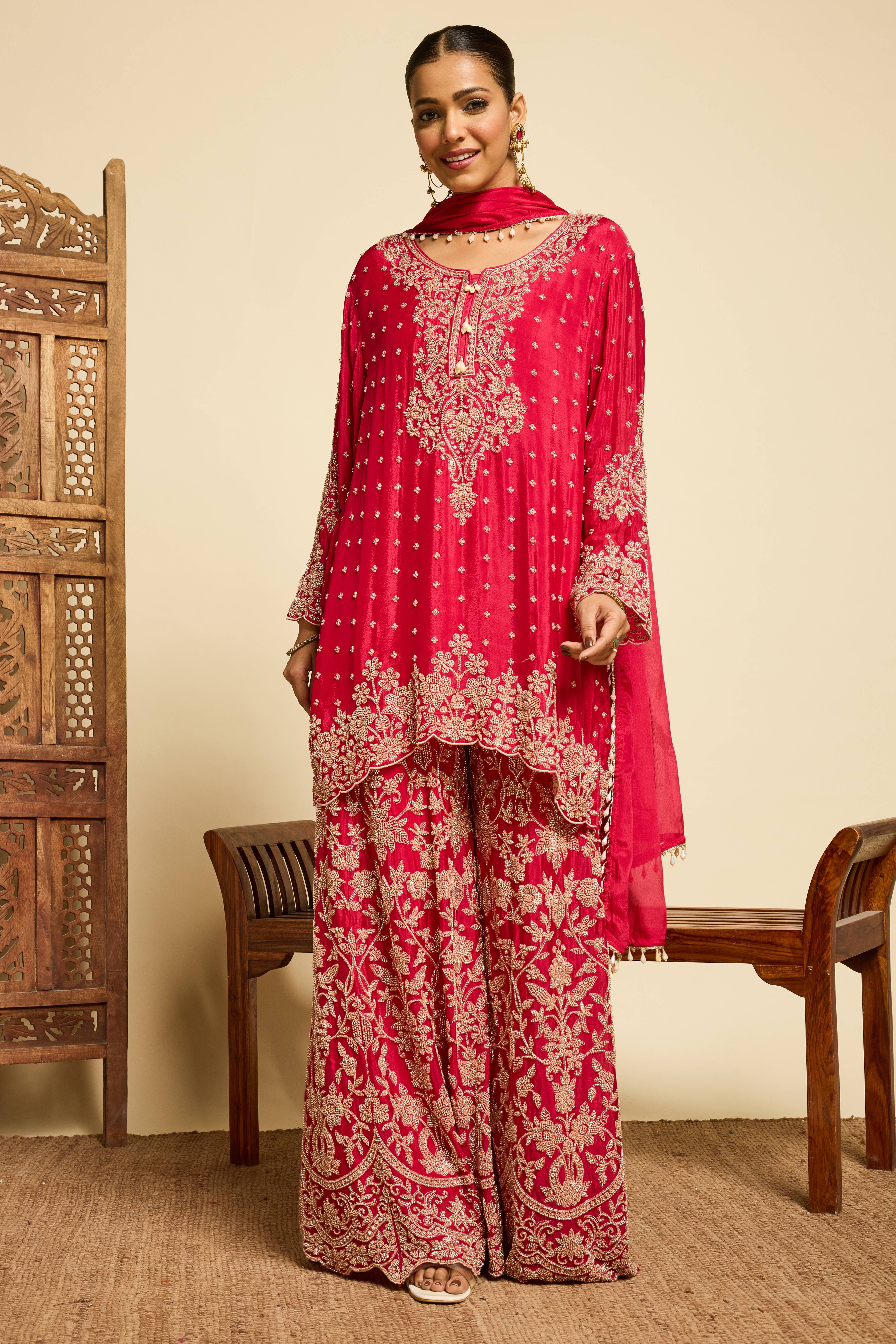 Malang Royal Crimson Sharara Set - Image 10