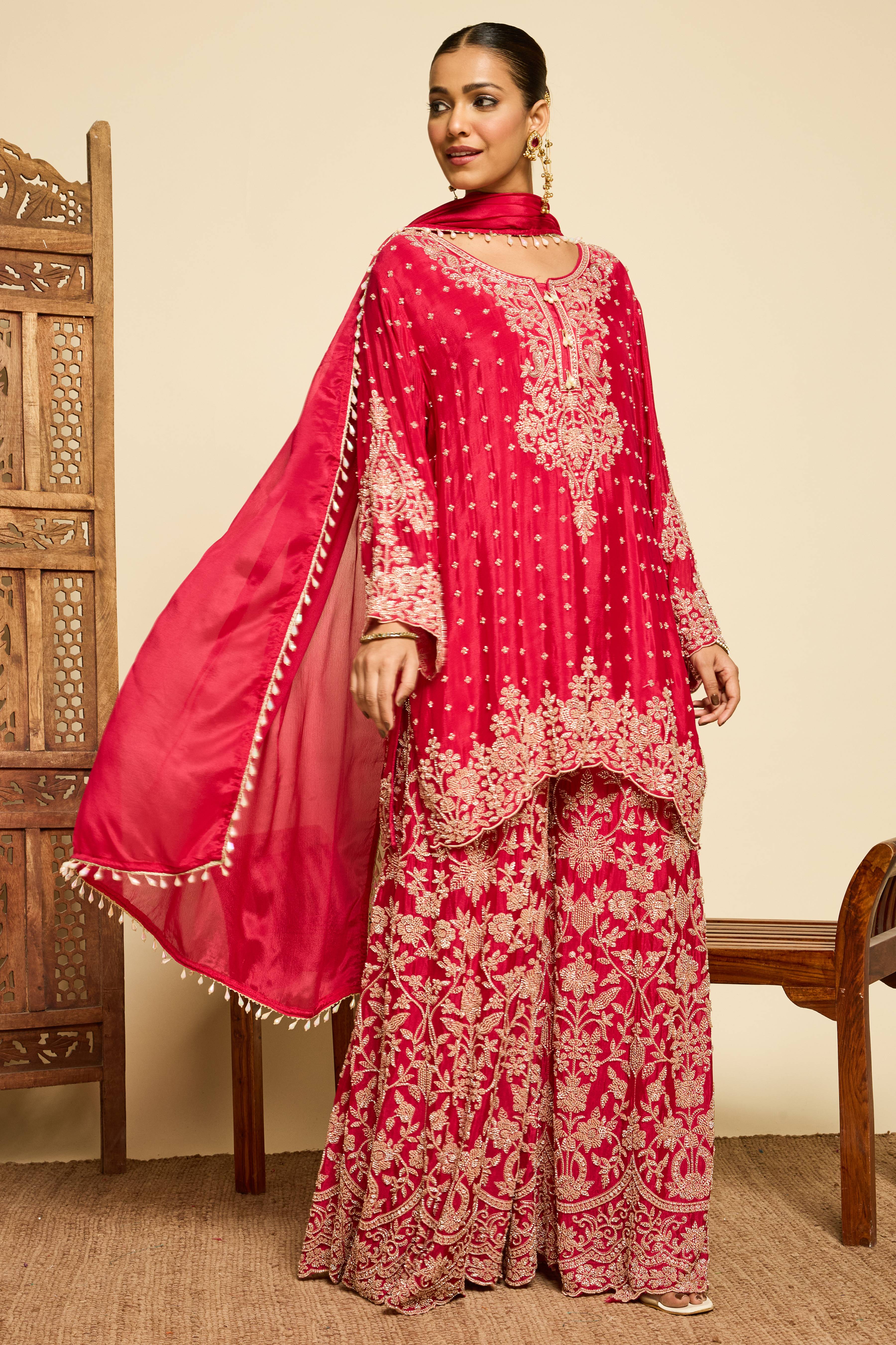 Malang Royal Crimson Sharara Set - Image 2