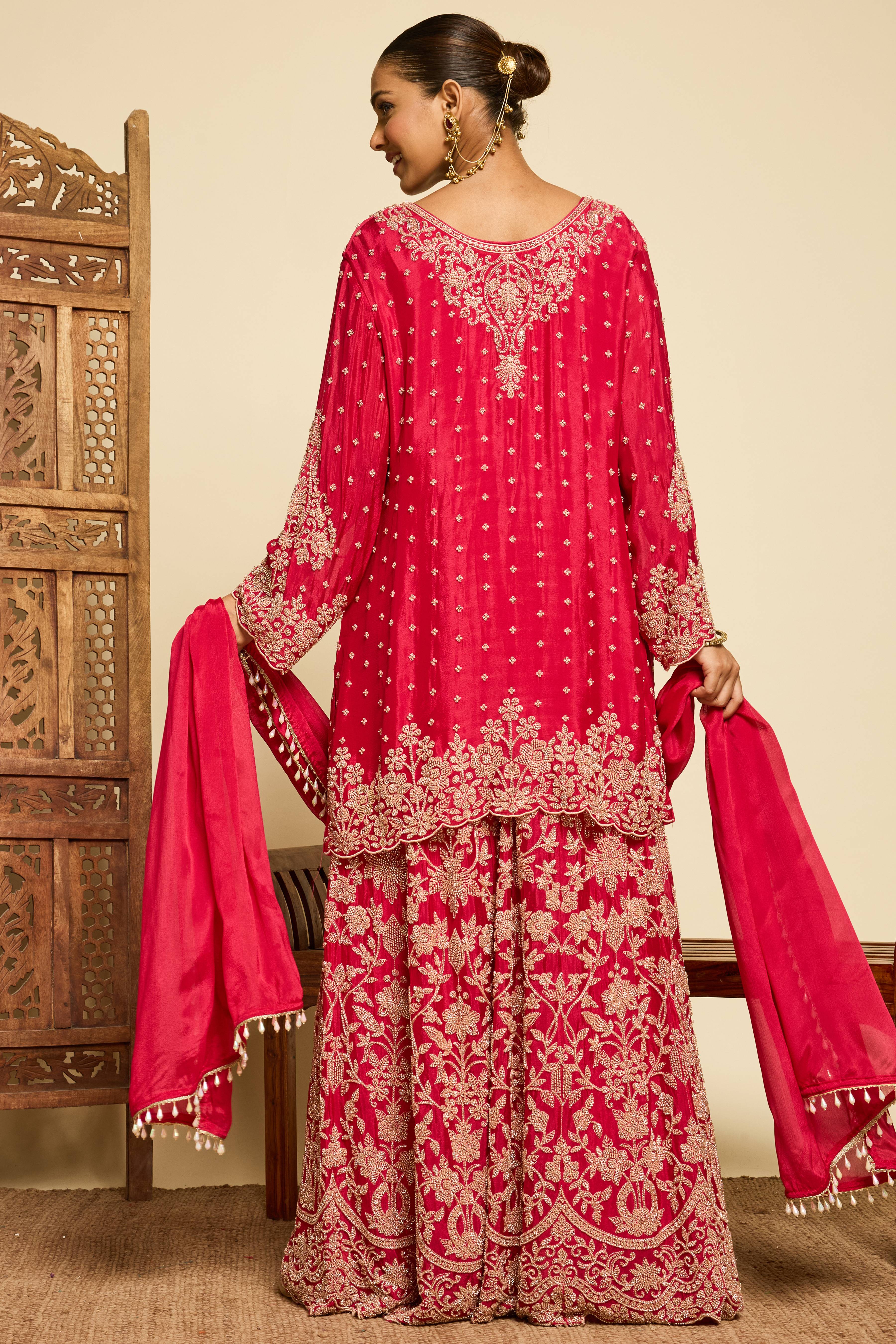 Malang Royal Crimson Sharara Set - Image 5