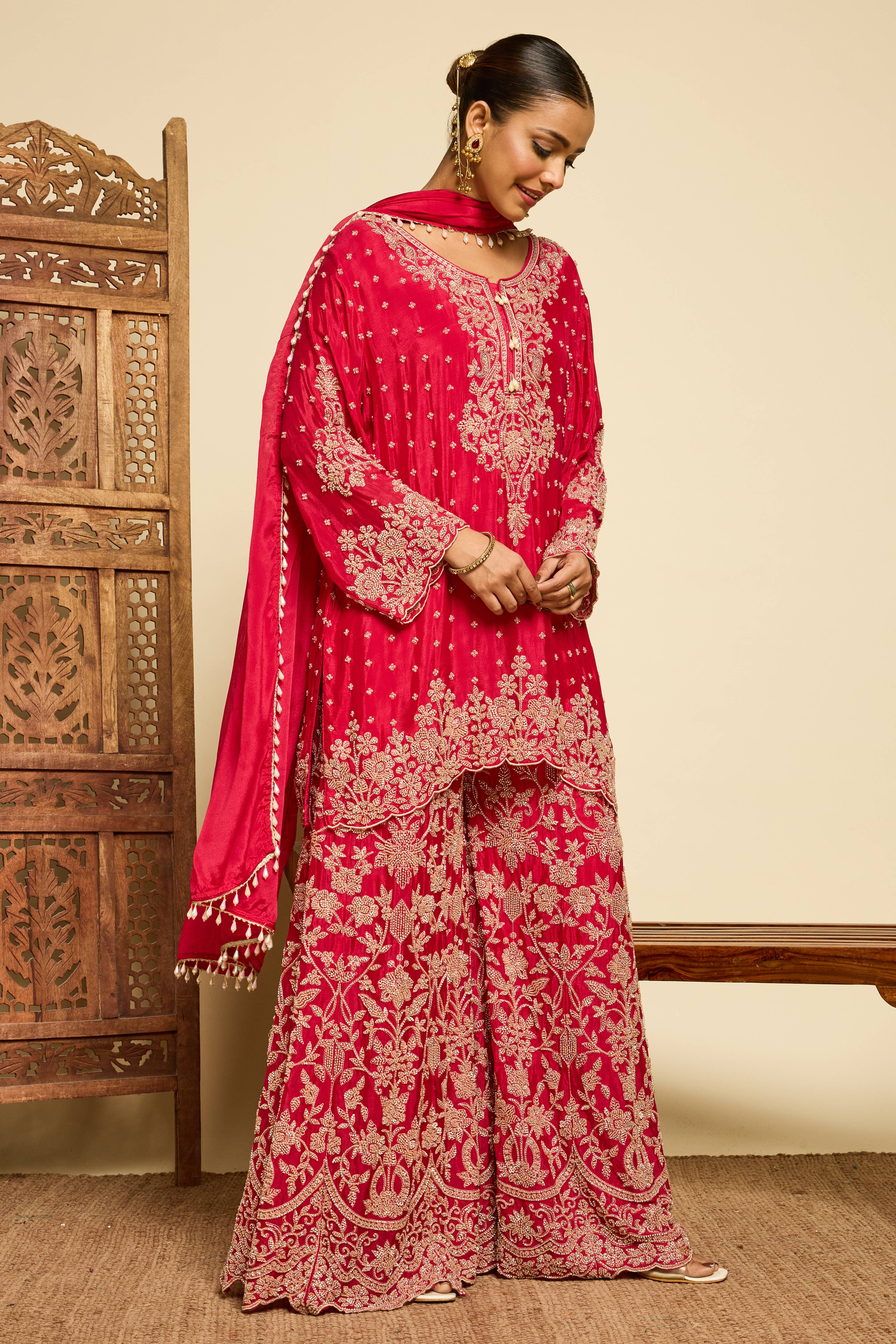 Malang Royal Crimson Sharara Set - Image 9