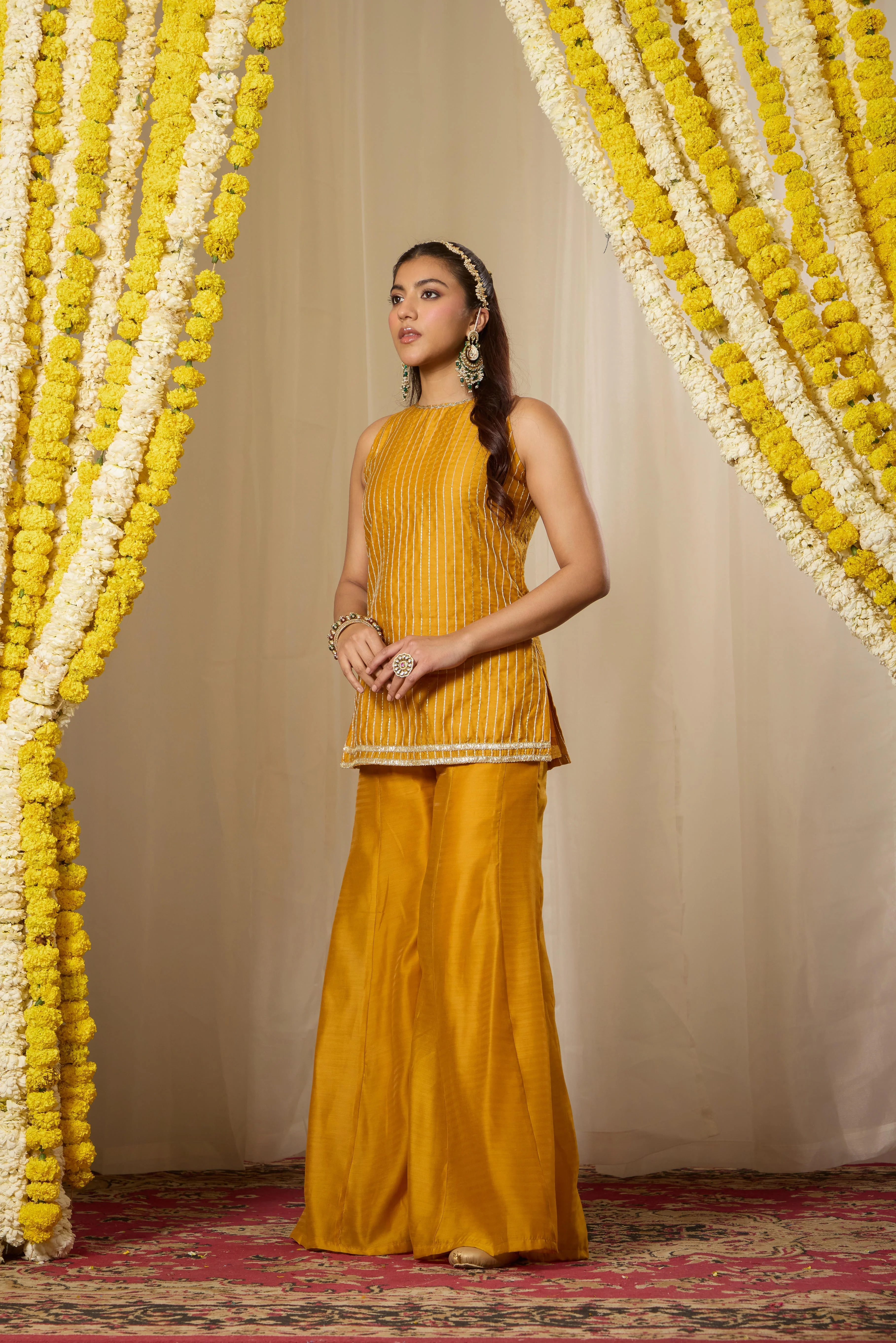 Malang Soft Amber Kurta Sharara Set - Image 4