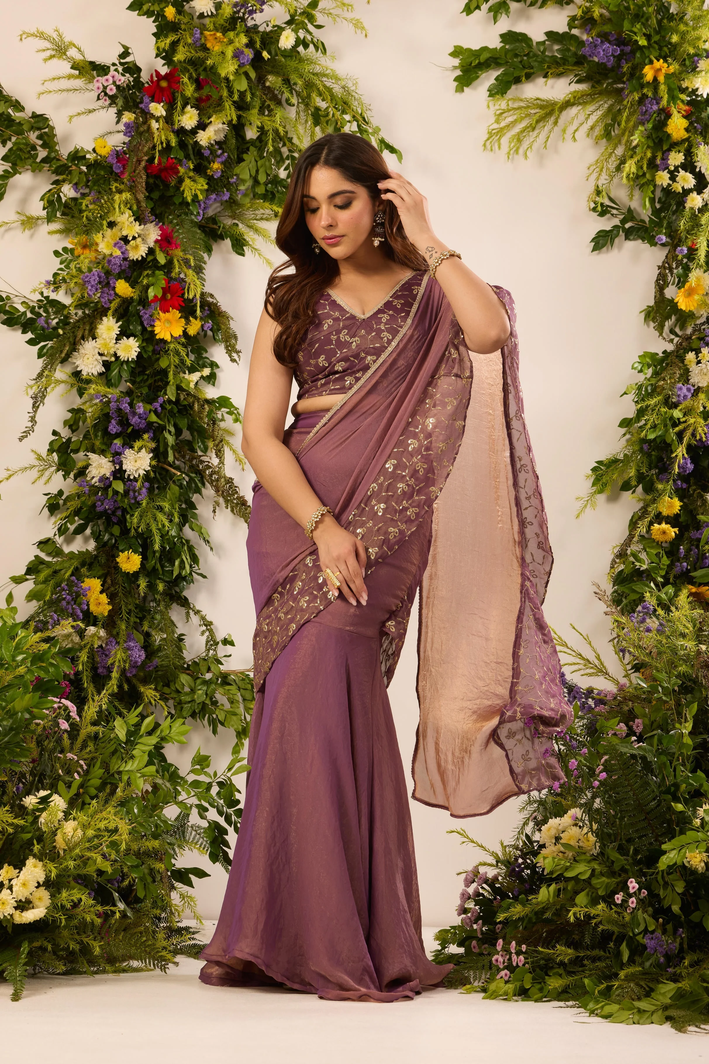 Mastaani Berry Bloom Saree Set - Image 3