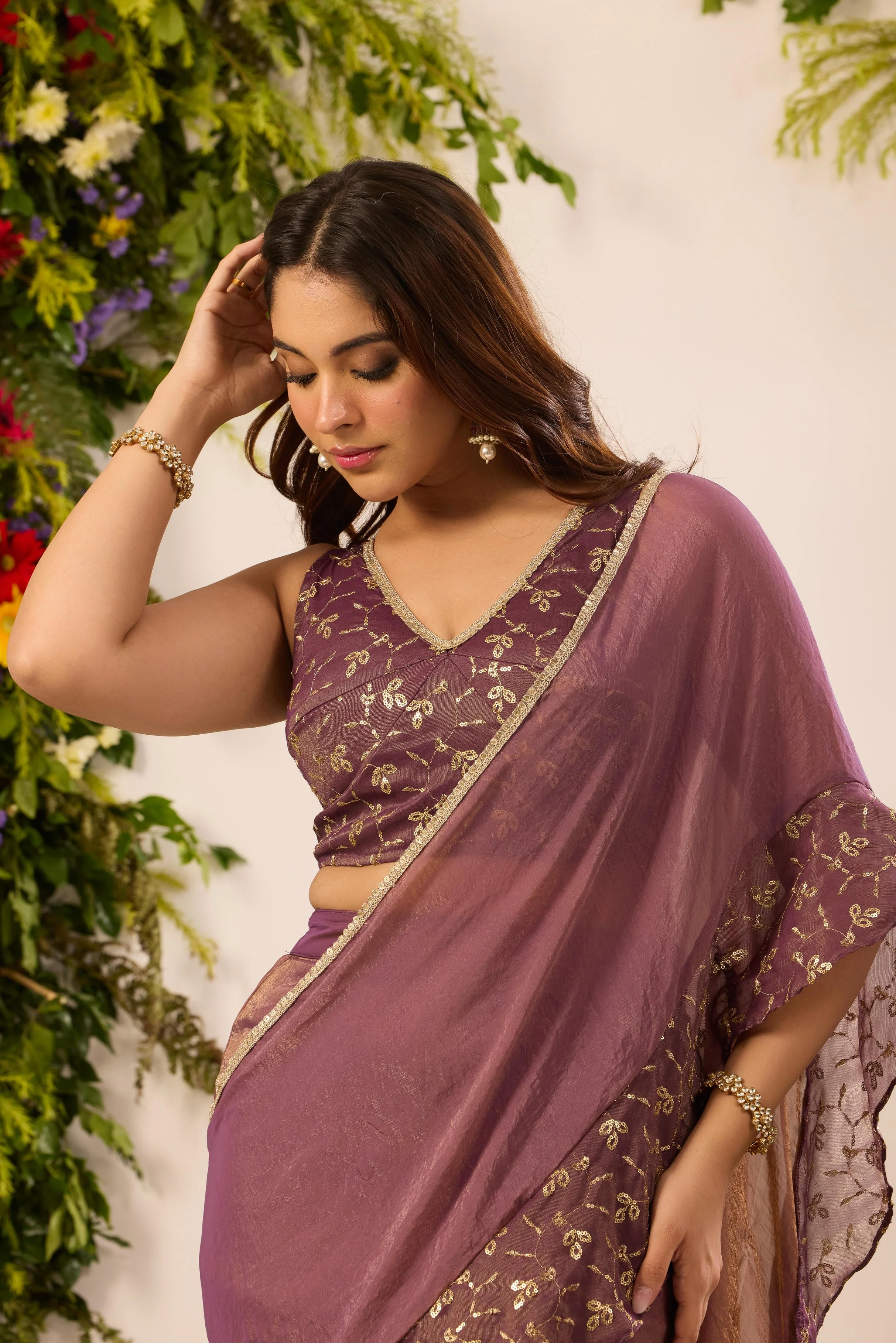 Mastaani Berry Bloom Saree Set - Image 7