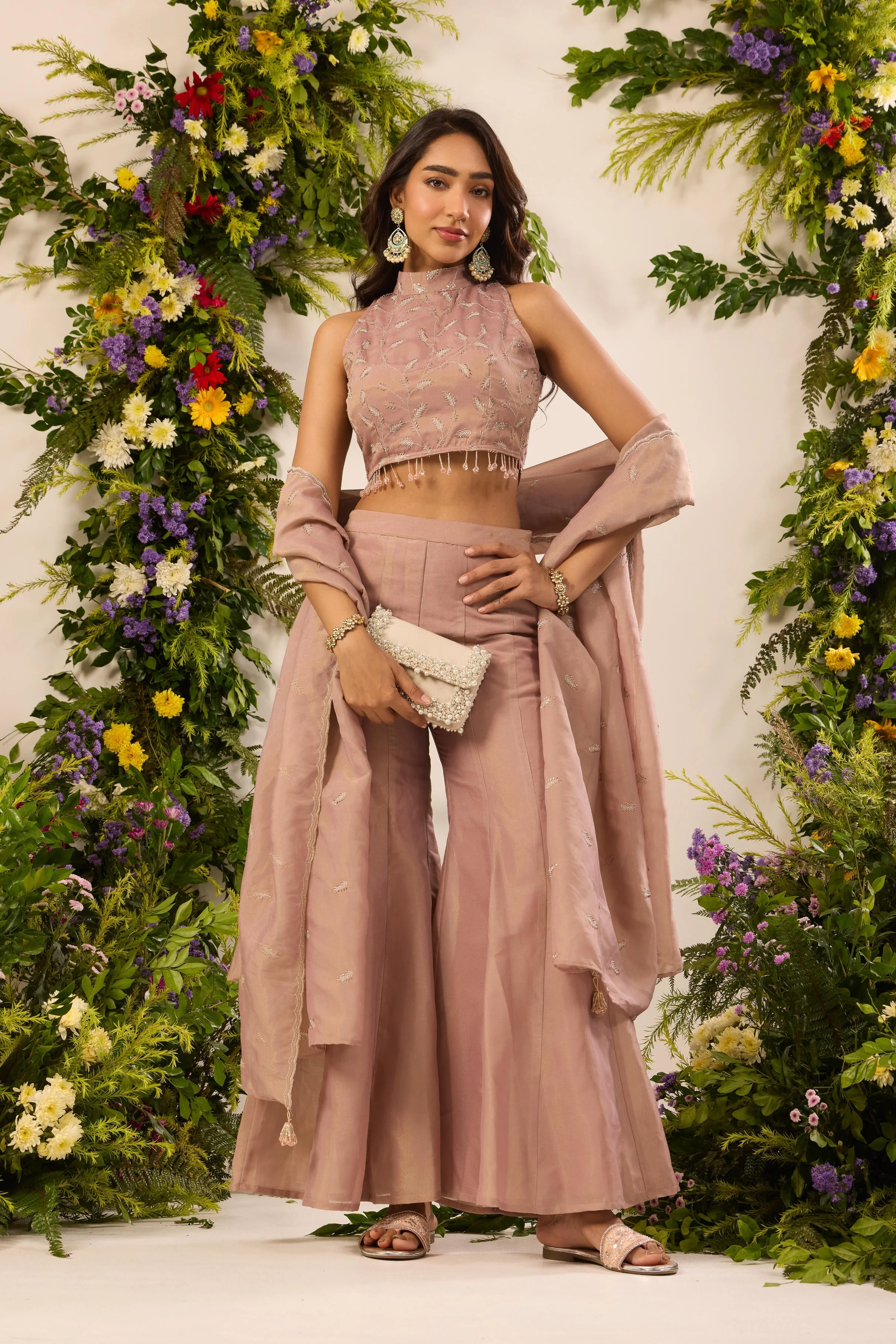 Mastaani Dusty Rose Sharara Set - Image 4