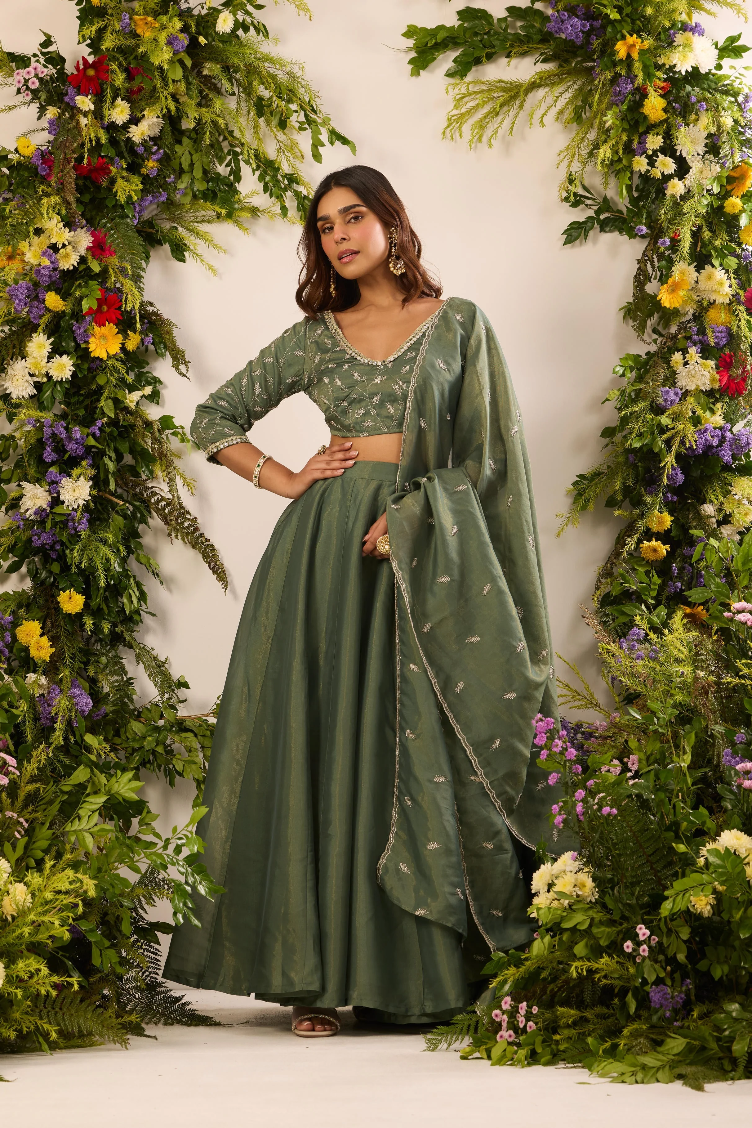 Mastaani Fern Green Lehenga Set - Image 4