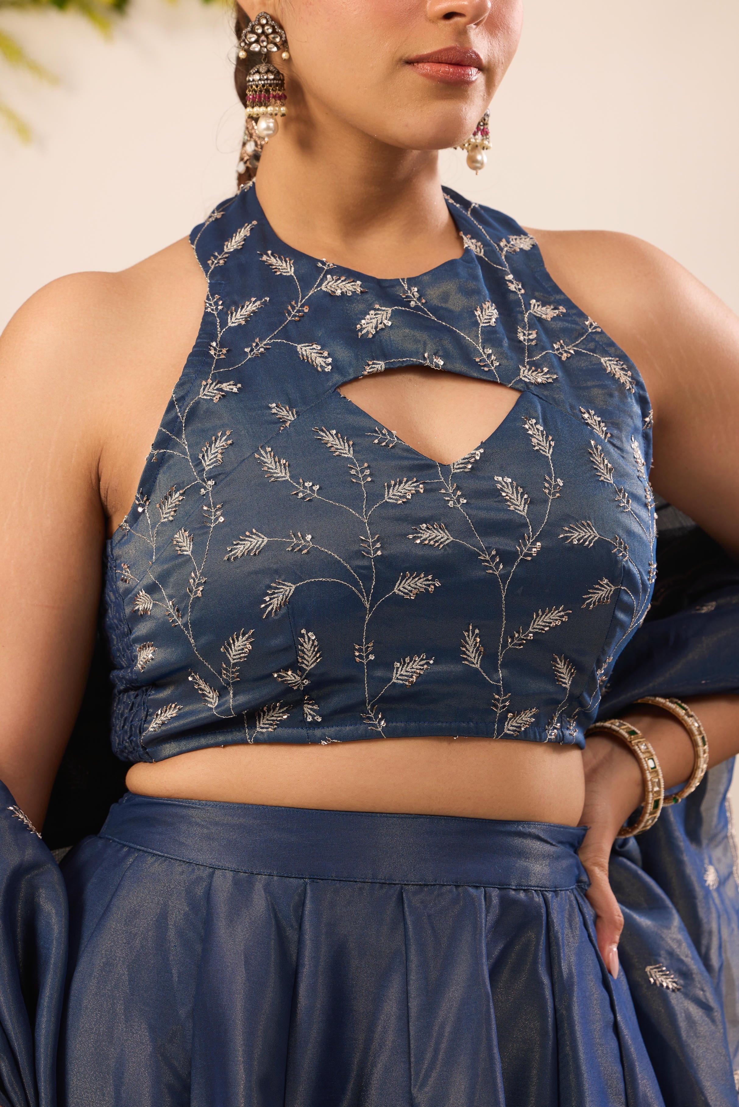Mastaani Midnight Blue Majestic Lehenga Set - Image 3