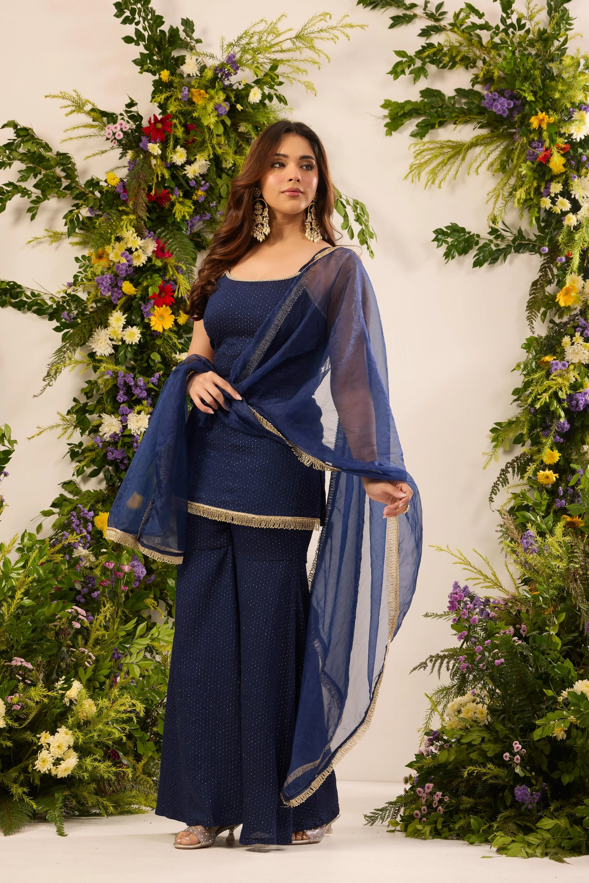 Mastaani Starlit Navy Sharara Set - Image 3