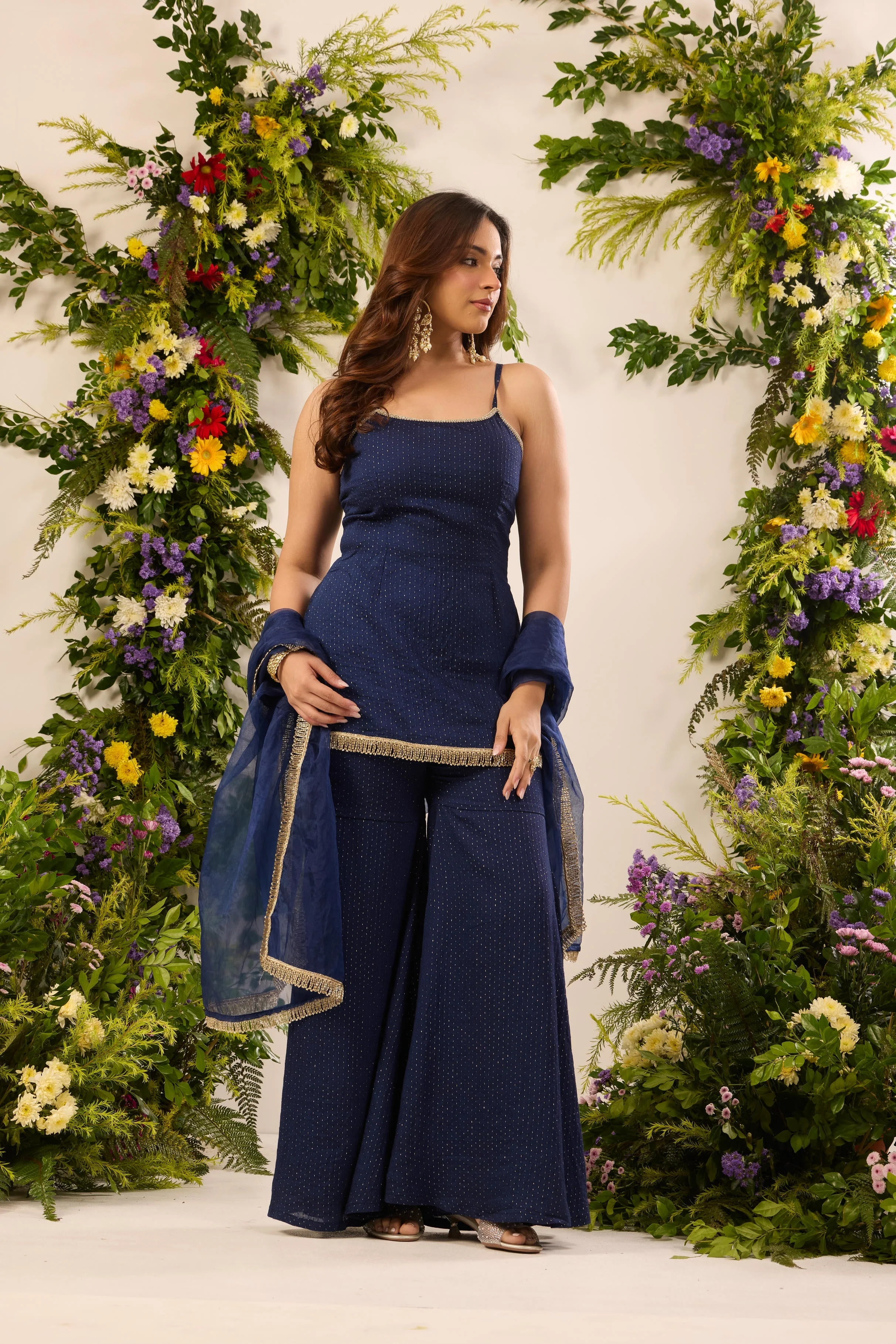 Mastaani Starlit Navy Sharara Set - Image 5