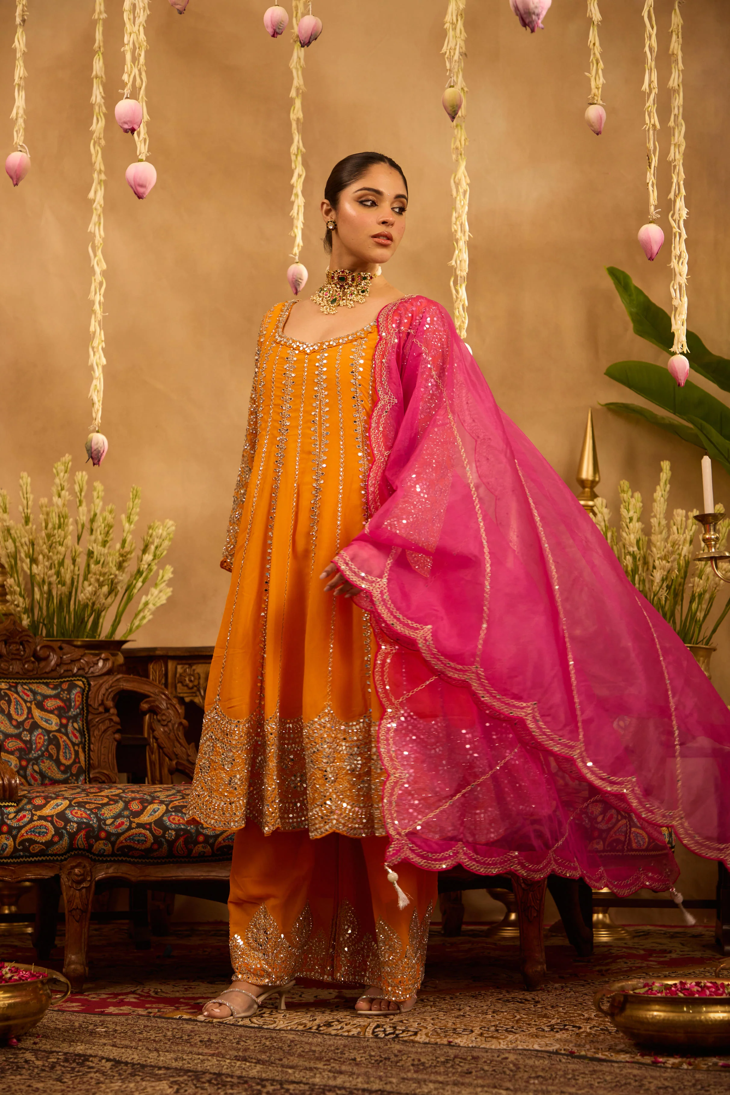 Mastaani Tangerine Mirror Anarkali Set - Image 2